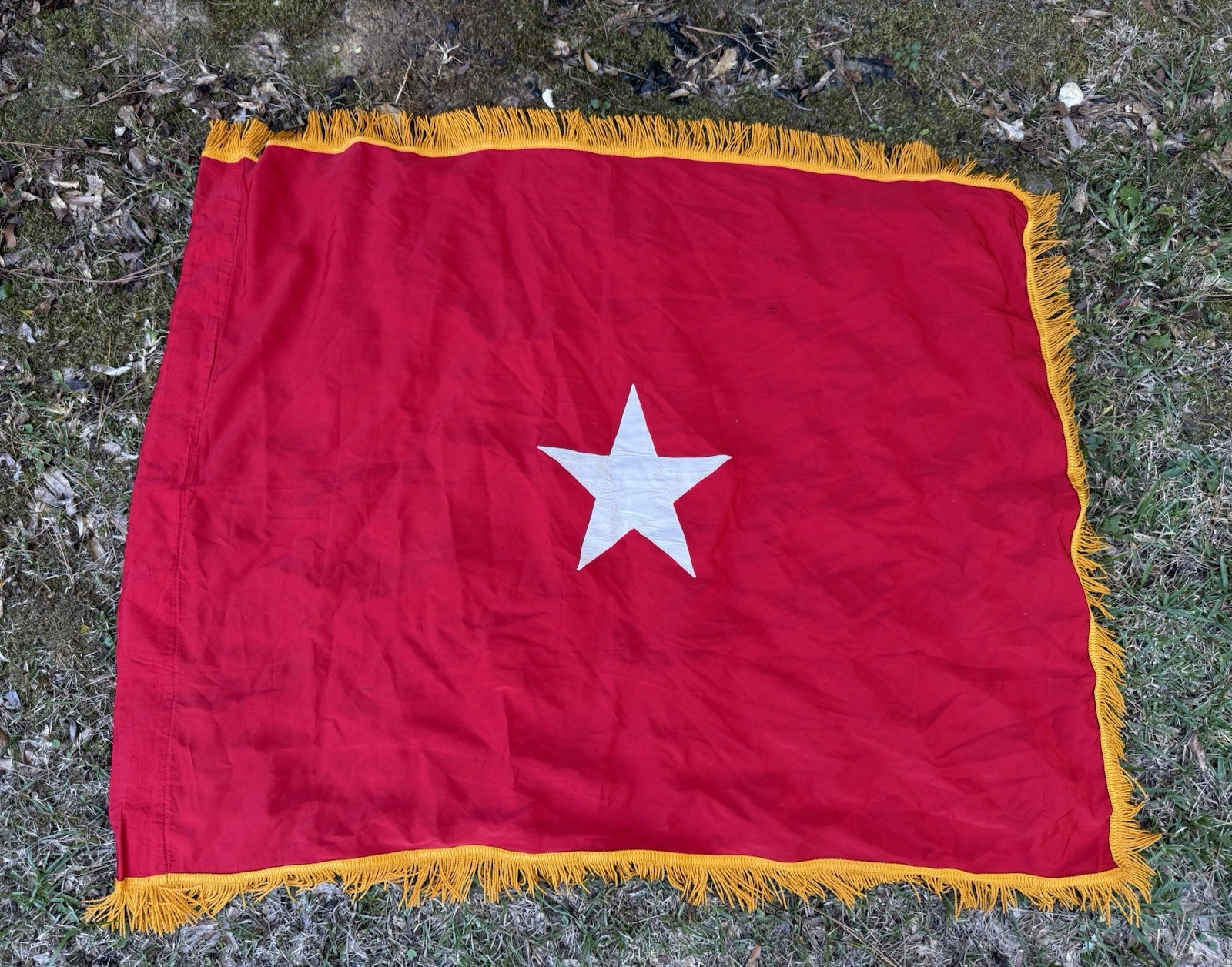 Vintage US Army 1 Star Brigadier General Service Flag Fringed Embroidered Star