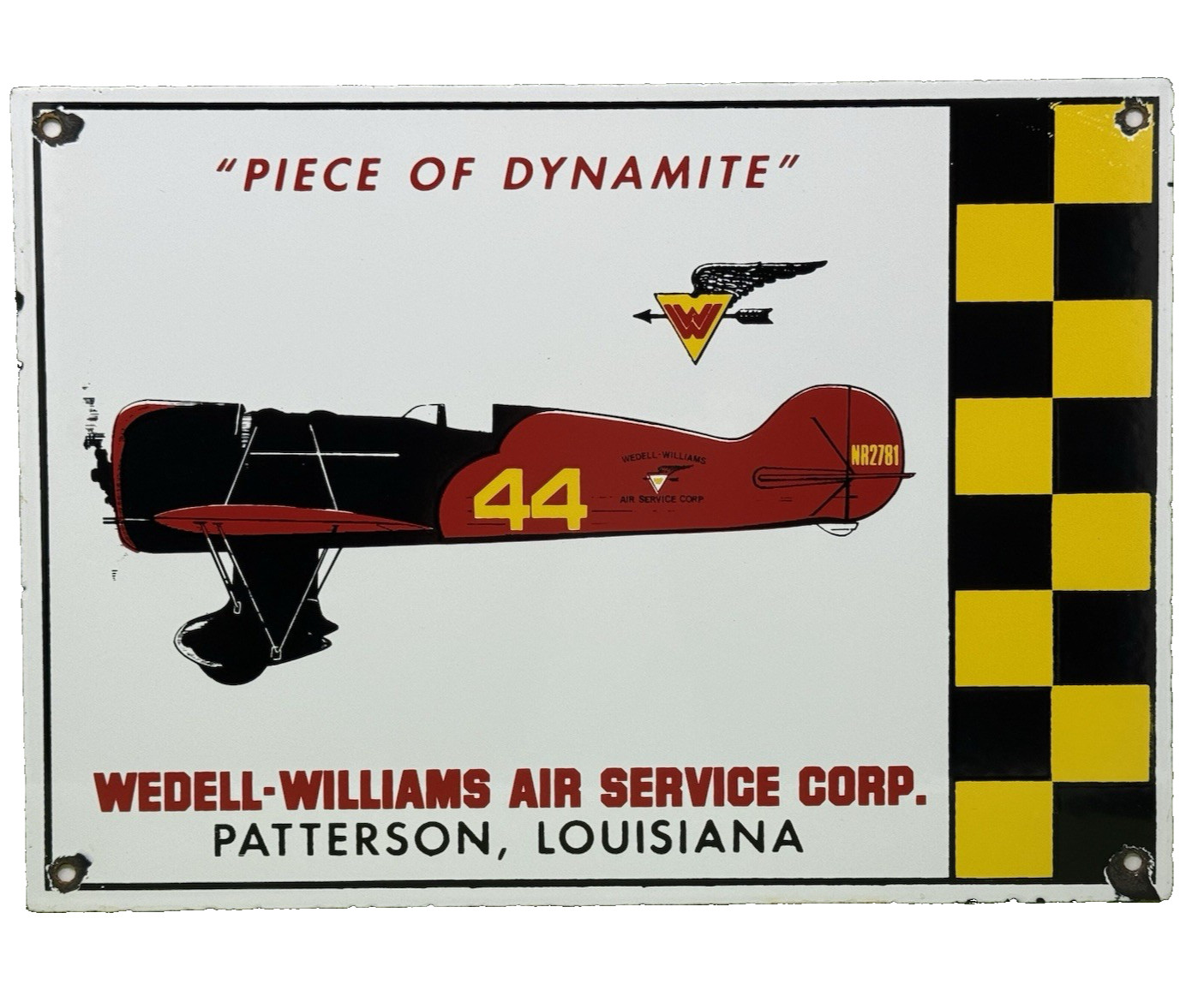 VINTAGE WEDELL WILLIAMS PORCELAIN SIGN PATTERSON WRIGHT AIR FORCE HANGAR PLANE