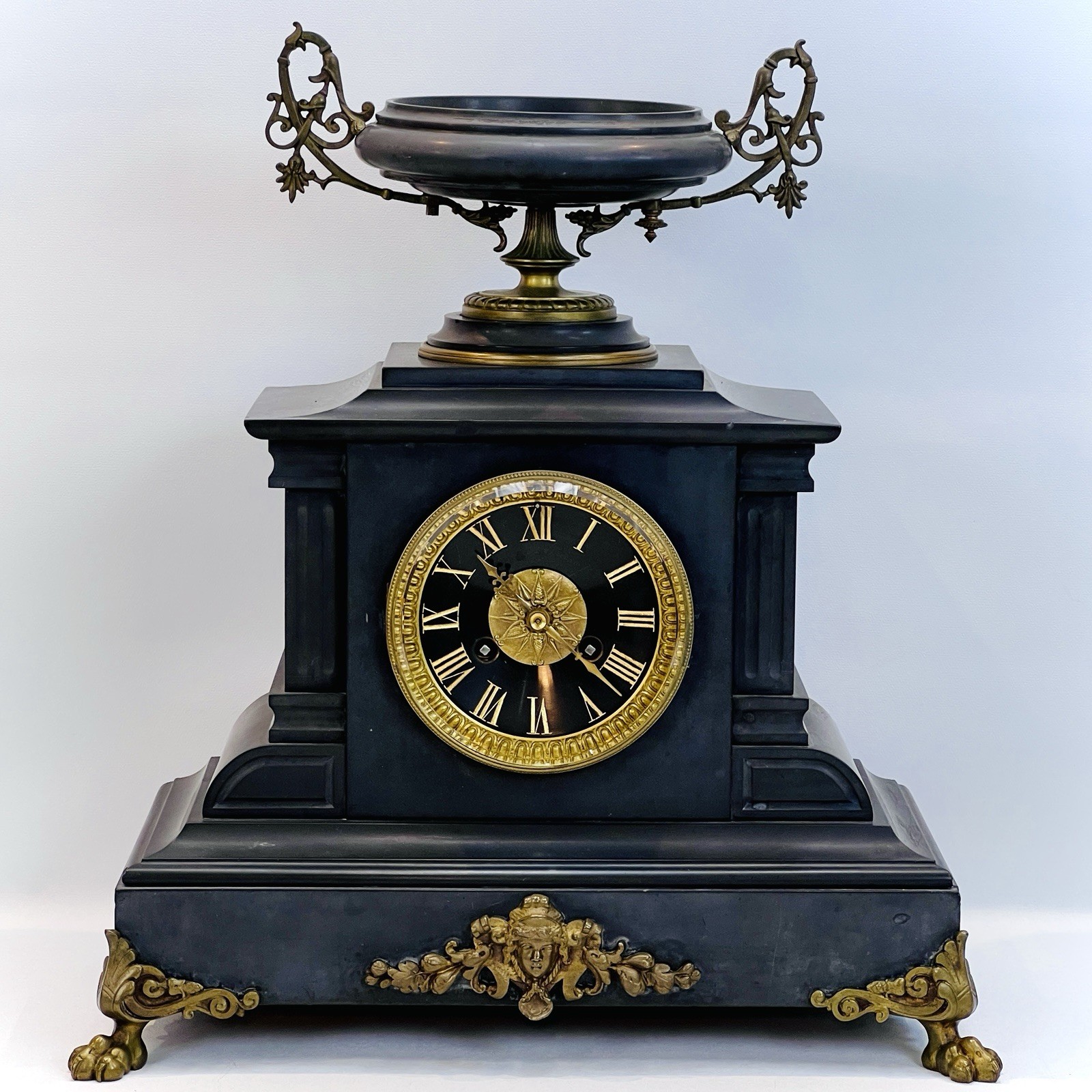 Antique Mitchell Vance & Co. Black Slate & Gilded Bronze Mantel Clock – WORKS Antique Mitchell Vance & Co. Black Slate & Gilded Bronze Mantel Clock – WORKS