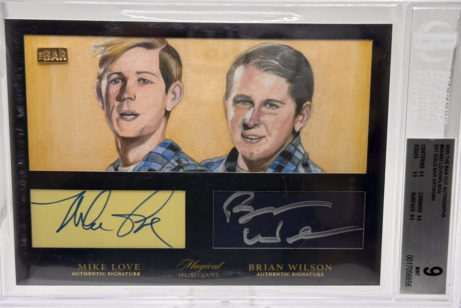 2023 The Bar Dual Cut Auto BEACH BOYS BRIAN WILSON, M Love GOLD BAR #1/1 BGS 9 2023 The Bar Dual Cut Auto BEACH BOYS BRIAN WILSON, M Love GOLD BAR #1/1 BGS 9