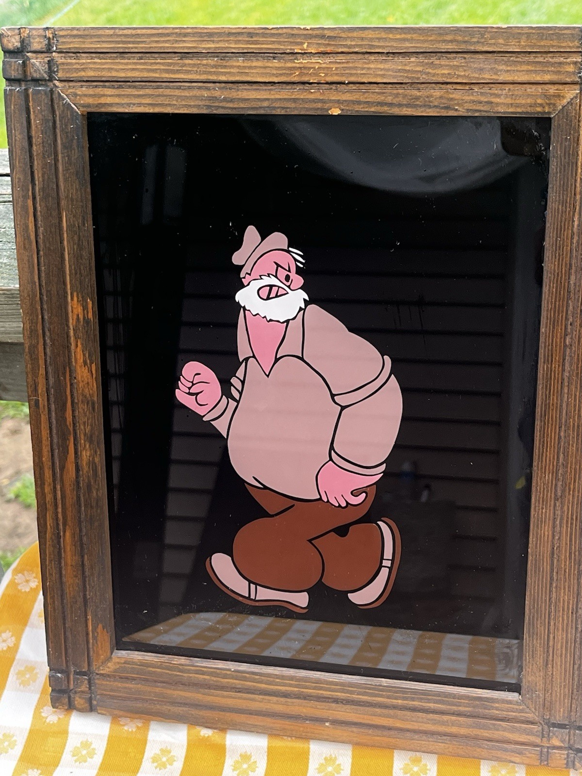 Rare Vintage Reverse Painted Glass In Wood Frame Popeye’s Poopdeck Pappy VGVC