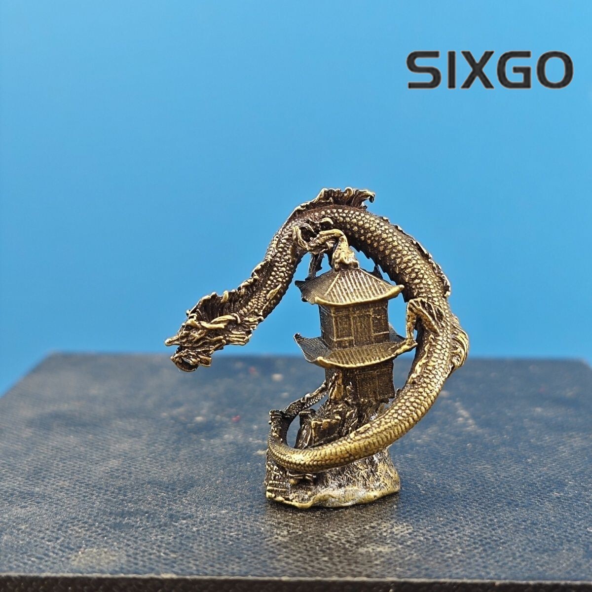 1.4" China Artware Vintage Brass Dragon Tower Mini Statue Bonsai Rockery Decor 1.4" China Artware Vintage Brass Dragon Tower Mini Statue Bonsai Rockery Decor