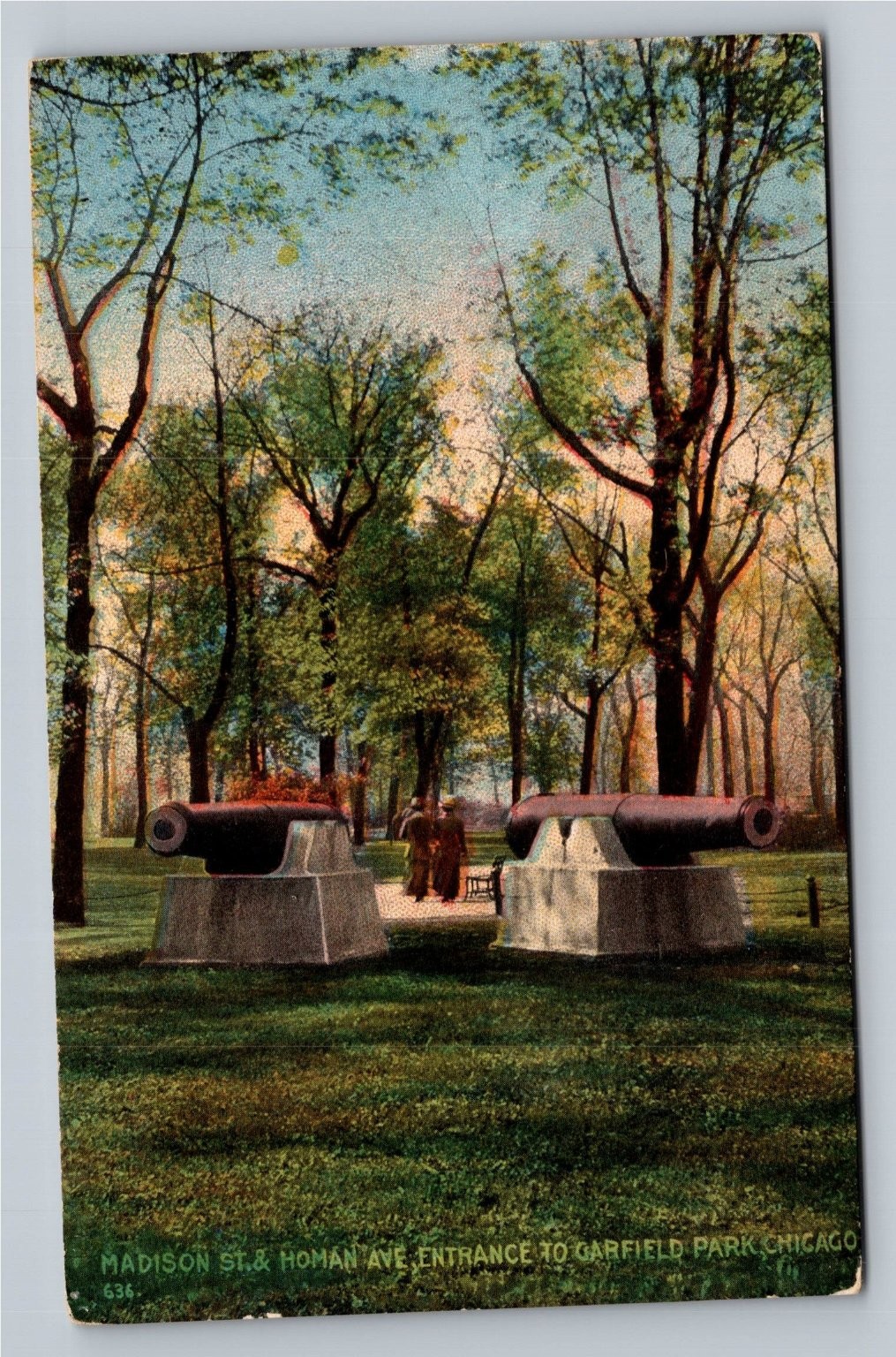 Vintage Madison St & Homan Ave Entrance to Garfield Park Chicago Postcard