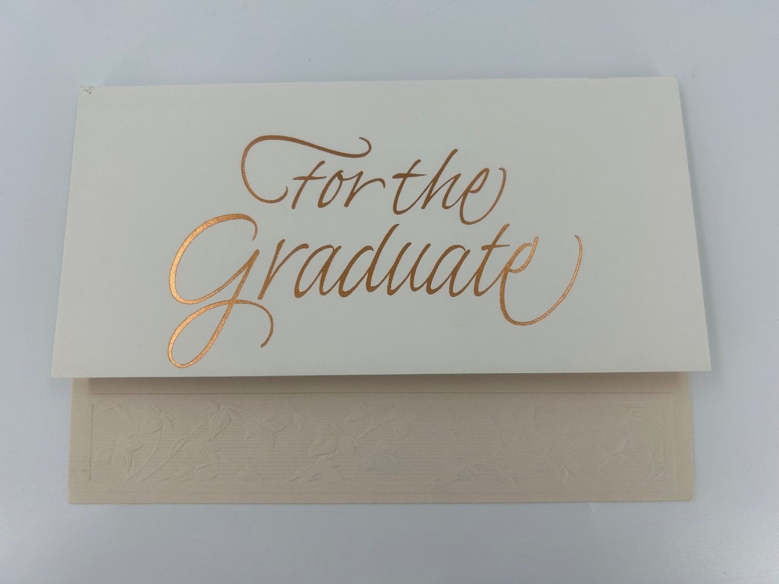 Hallmark Graduation Card "For the Graduate" Gold Foil Script Embossed Floral Hallmark Graduation Card "For the Graduate" Gold Foil Script Embossed Floral
