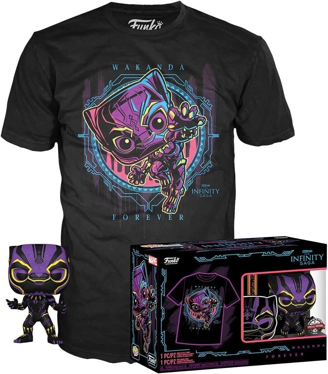 POP and Tee Marvel Infinity Saga Black Panther Size Large T-Shirt bundle Box POP and Tee Marvel Infinity Saga Black Panther Size Large T-Shirt bundle Box