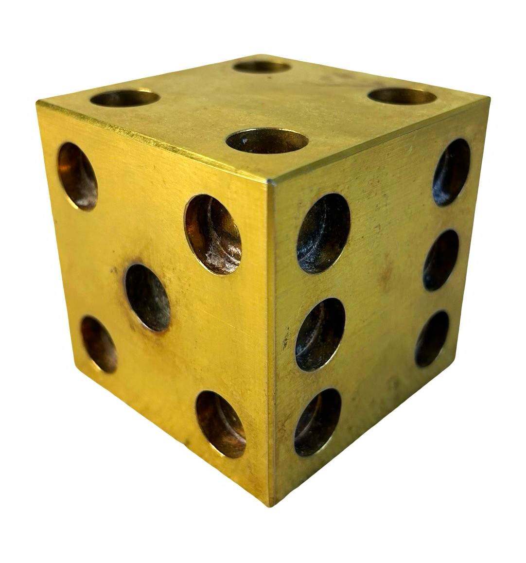 Vintage Large Heavy Brass Boardgame Gaming Die Dice 3” Vintage Large Heavy Brass Boardgame Gaming Die Dice 3”