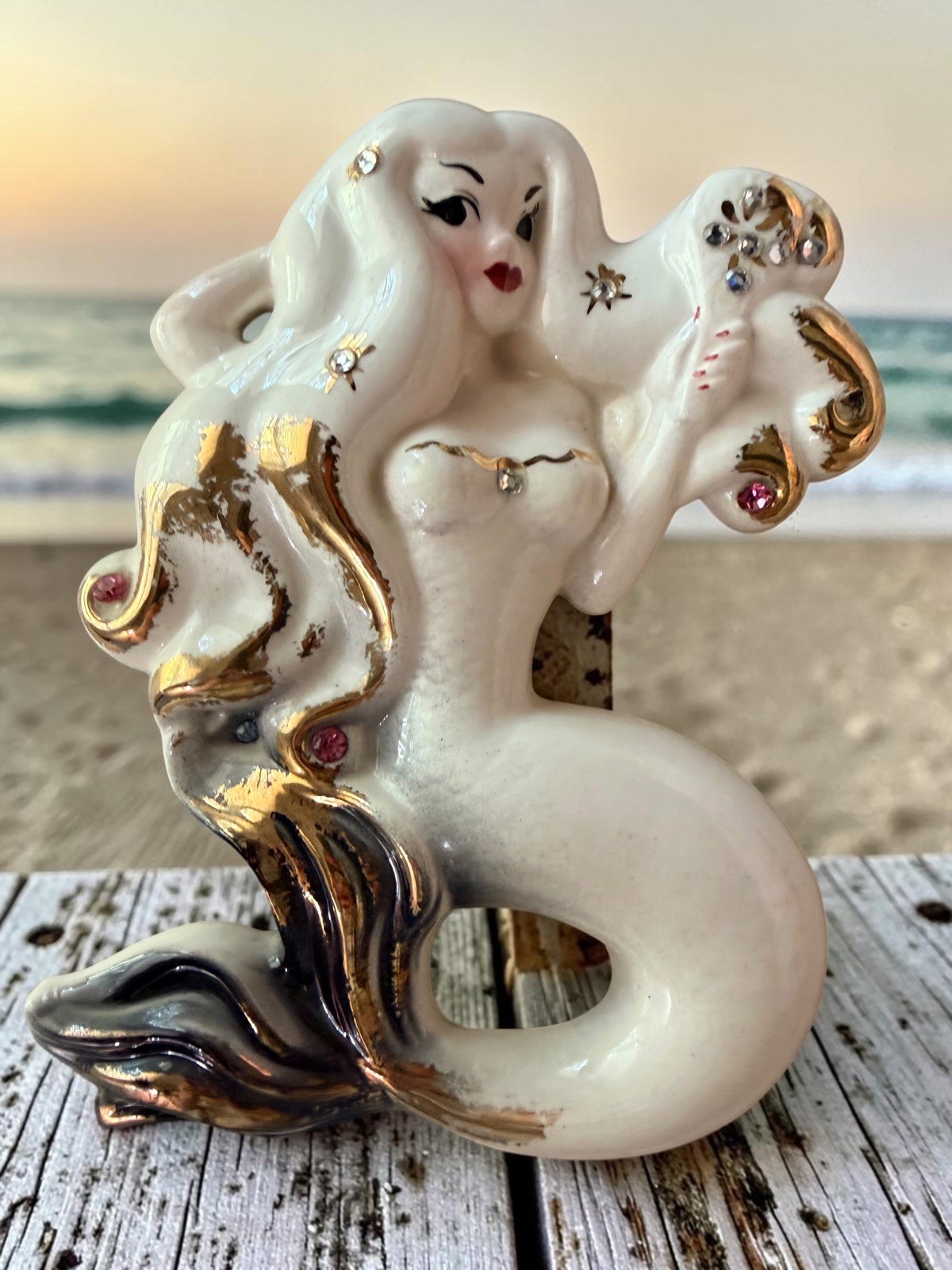 Vintage Large DEFOREST Ceramic Mermaid with Rhinestones RARE π΄π³ π Vintage Large DEFOREST Ceramic Mermaid with Rhinestones RARE π΄π³ π