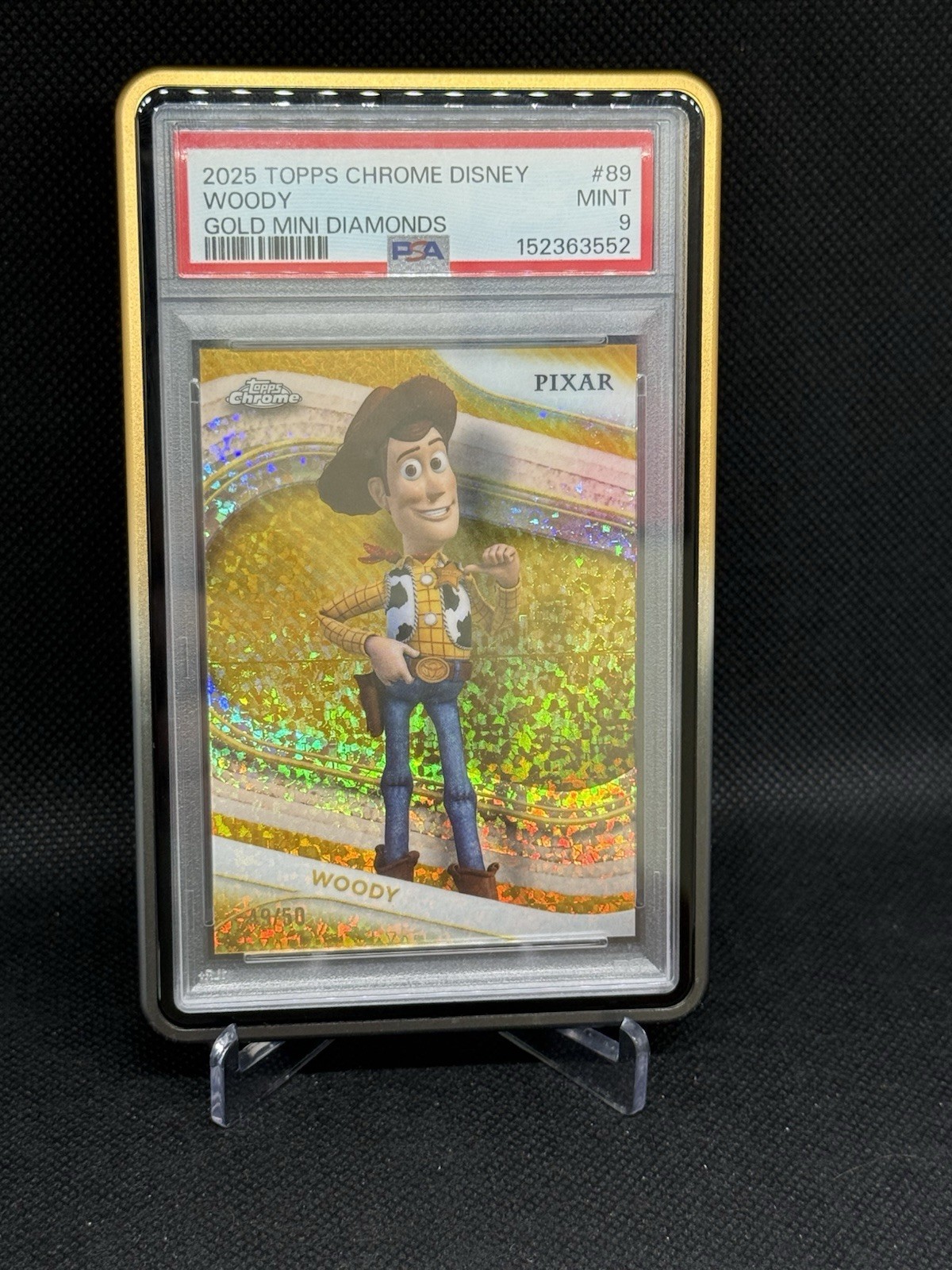 2025 Topps Chrome Disney Woody Gold Mini Diamond /50 PSA 9 2025 Topps Chrome Disney Woody Gold Mini Diamond /50 PSA 9