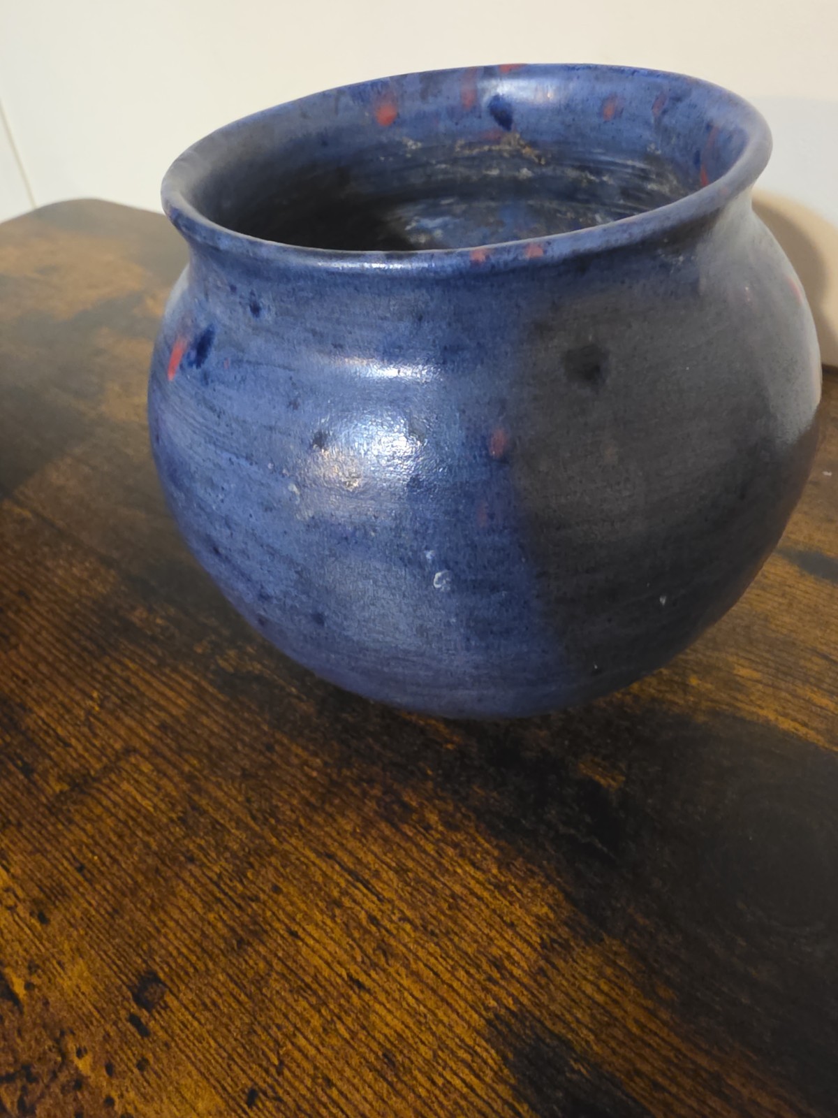 Vintage Studio Art Pottery Crock Blue Speckled Jar Signed EXB Ceramic Planter 5" Vintage Studio Art Pottery Crock Blue Speckled Jar Signed EXB Ceramic Planter 5"