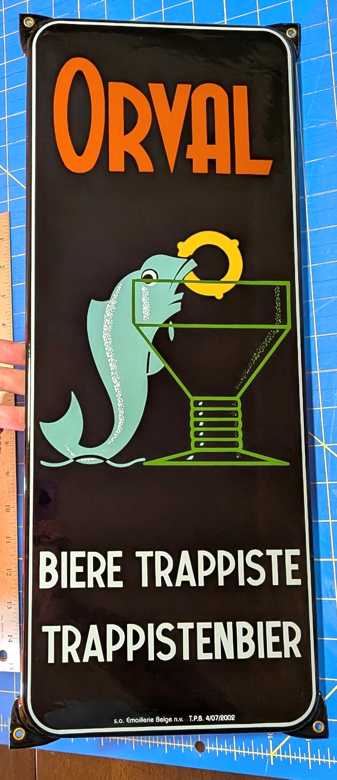 Vtg 2002 Orval Metal Sign Biere Trappiste Beer Trappistenbier 19" X 7.5" Vtg 2002 Orval Metal Sign Biere Trappiste Beer Trappistenbier 19" X 7.5"