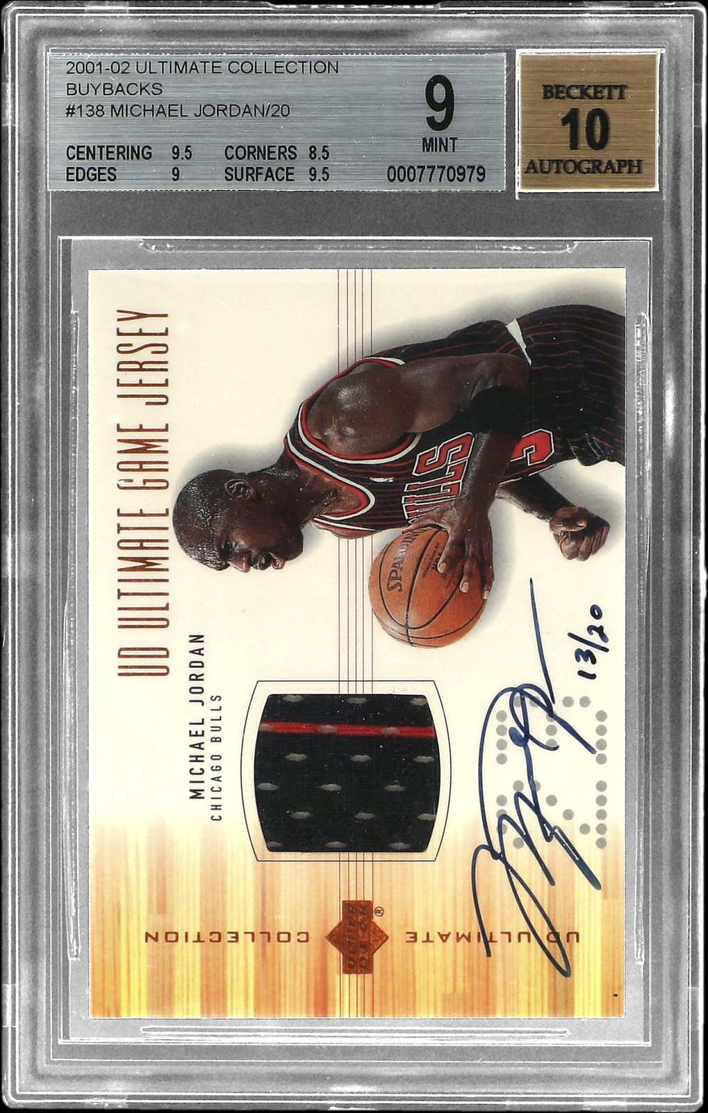 2001-02 UD ULTIMATE COLLECTION BUYBACKS 13/20 #138 MICHAEL JORDAN BGS 9