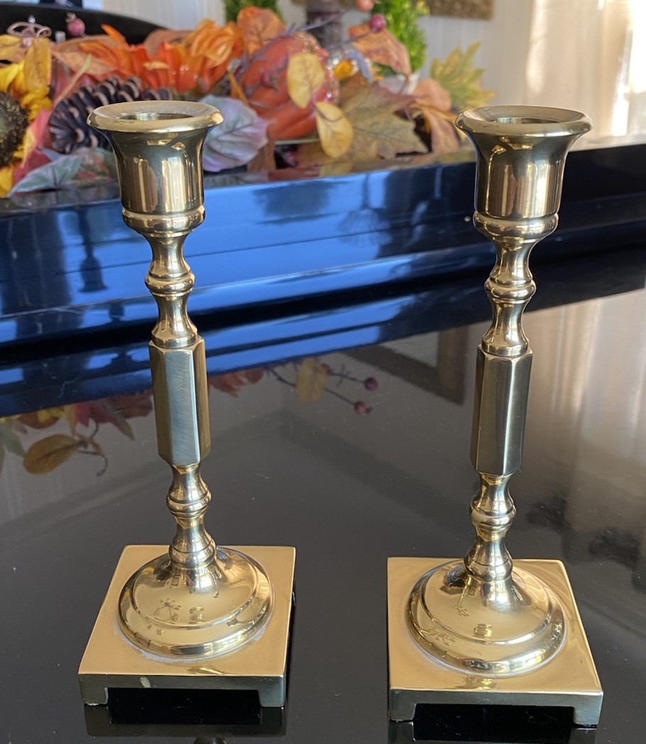Vintage Seiden Solid Brass Candlestick Holders, Set of 2 Mid Century Decor Vintage Seiden Solid Brass Candlestick Holders, Set of 2 Mid Century Decor