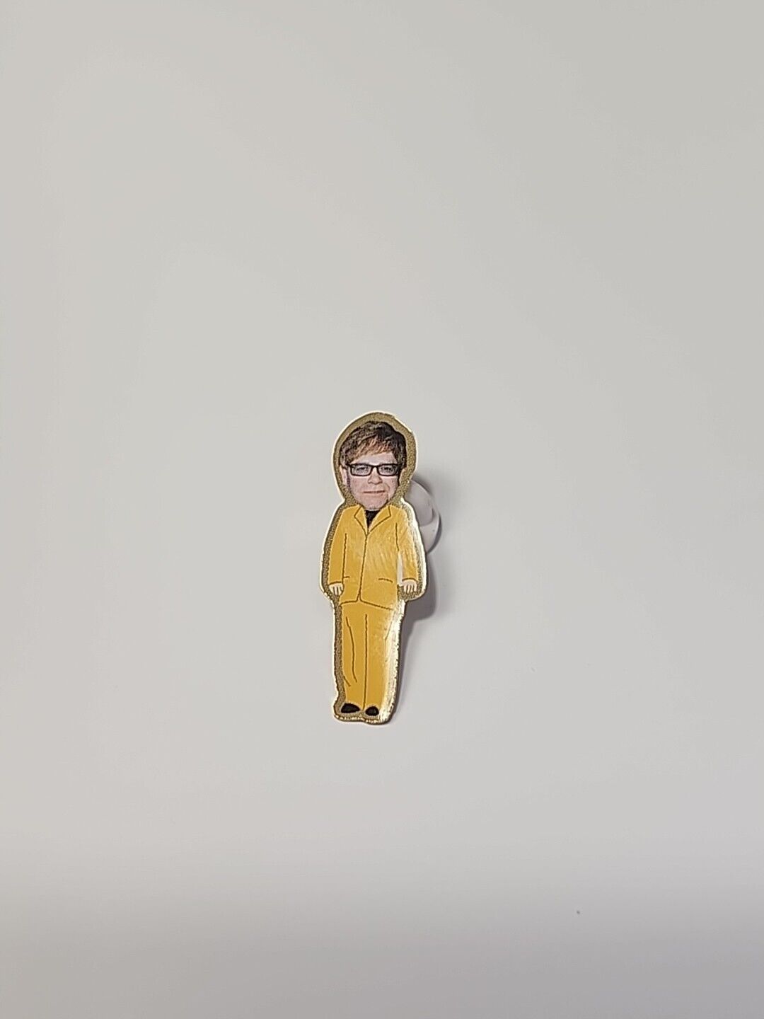 Elton John Lapel Pin Photograph Head on Cartoon Body Unique Light Weight