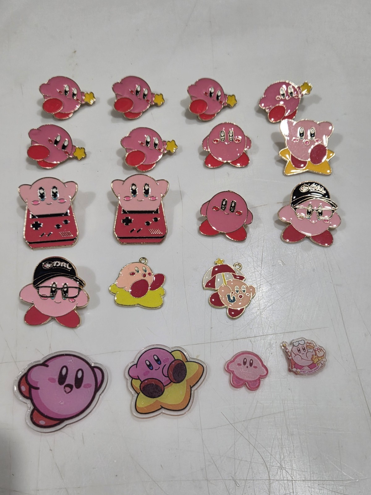 Kirby Characters Set Of 19 Pins, Charms, and Acrylics Kirby Characters Set Of 19 Pins, Charms, and Acrylics