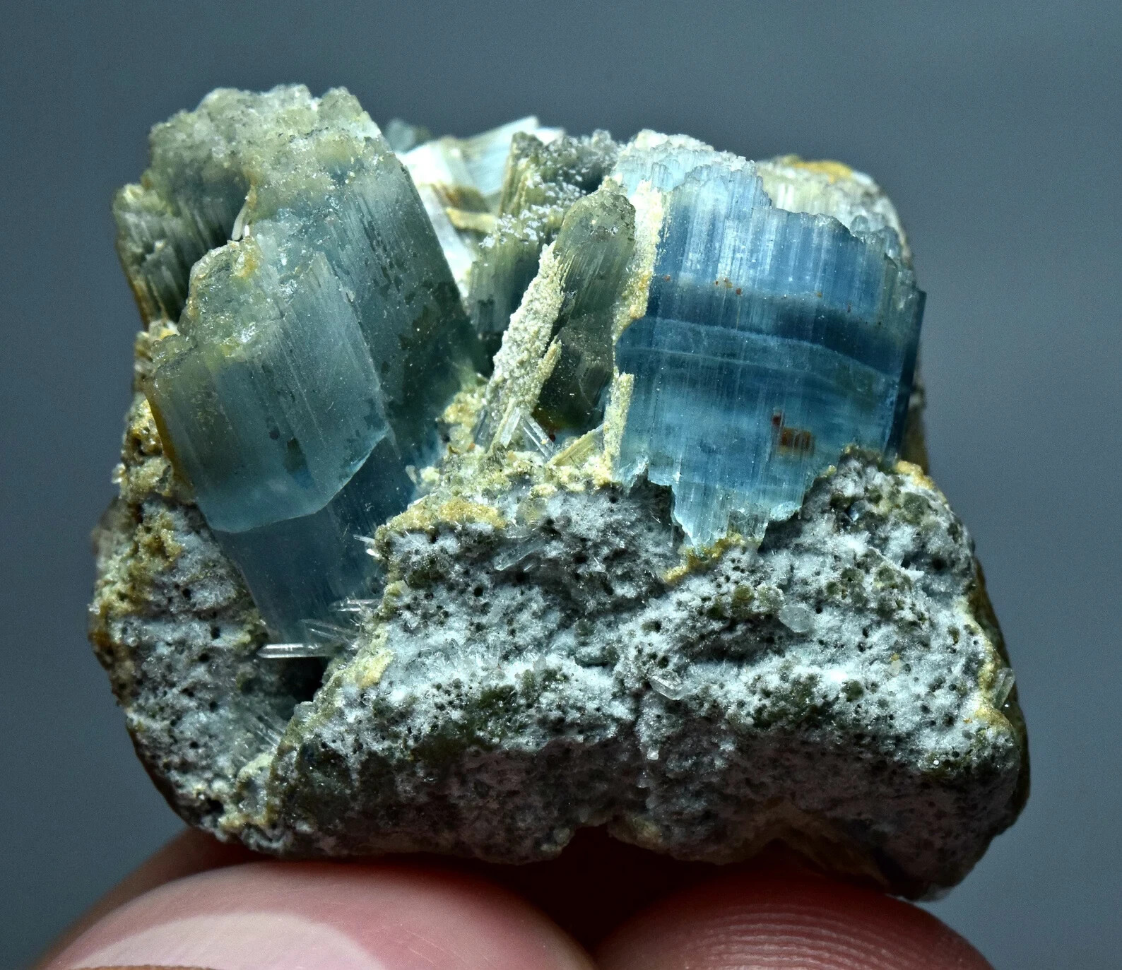 76 Ct Vorobyevite Beryl Rosterite Crystals w/ Quartz & Unknown Mineral On Matrix