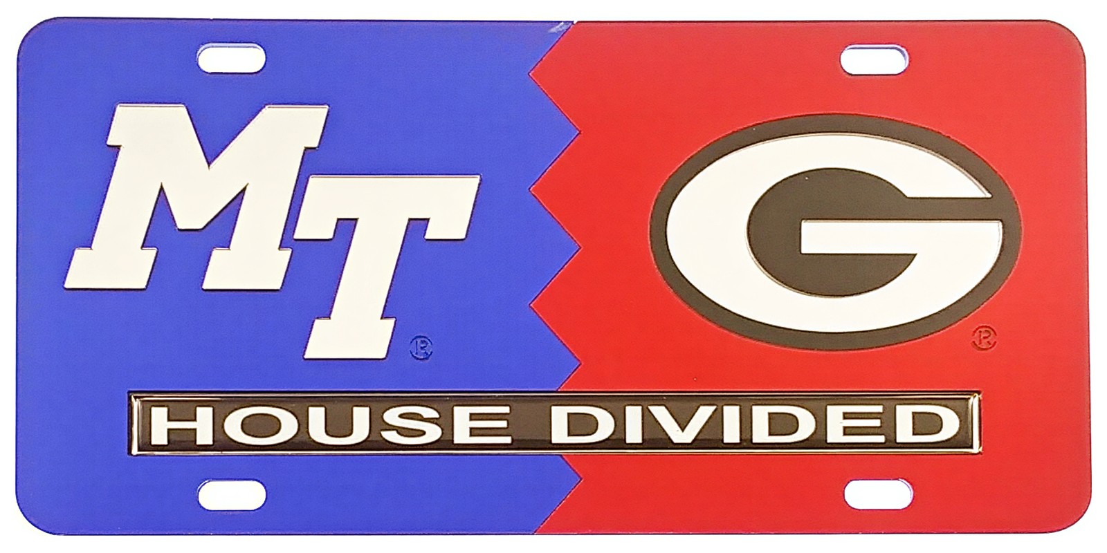 Middle Tennessee (MTSU) + Georgia House Divided Split License Plate Tag [Blue...
