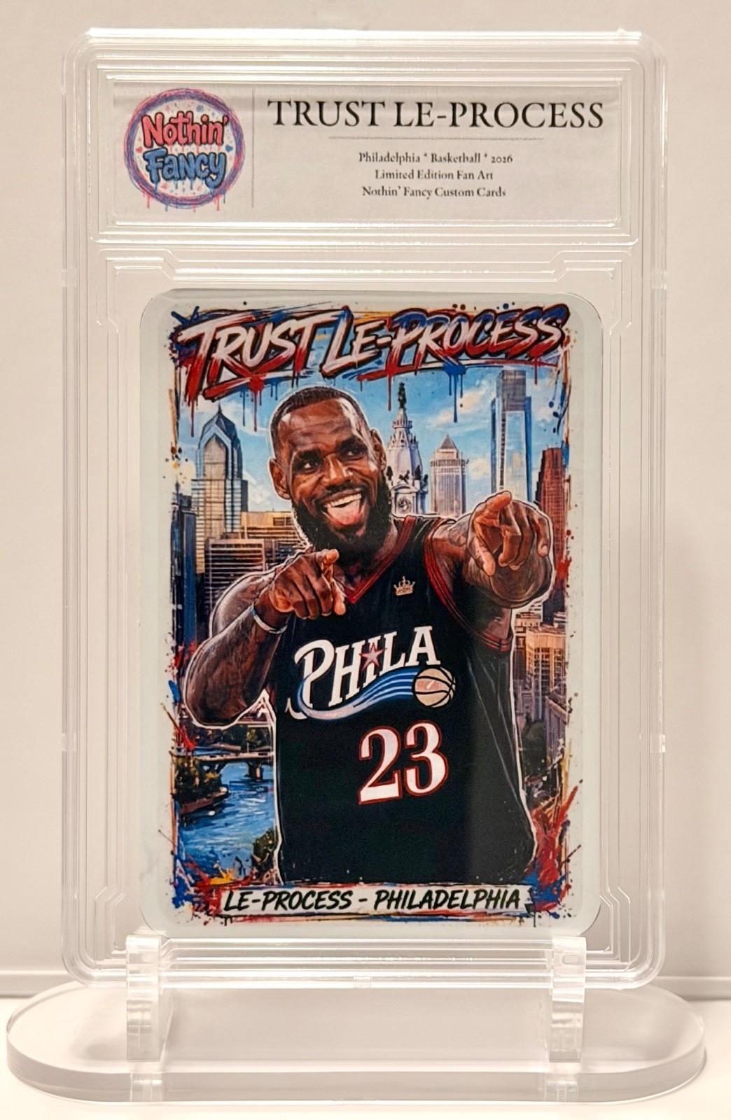 LeBron James Custom Art Card Philadelphia Basketball Slab /23 Fan Art LeBron James Custom Art Card Philadelphia Basketball Slab /23 Fan Art