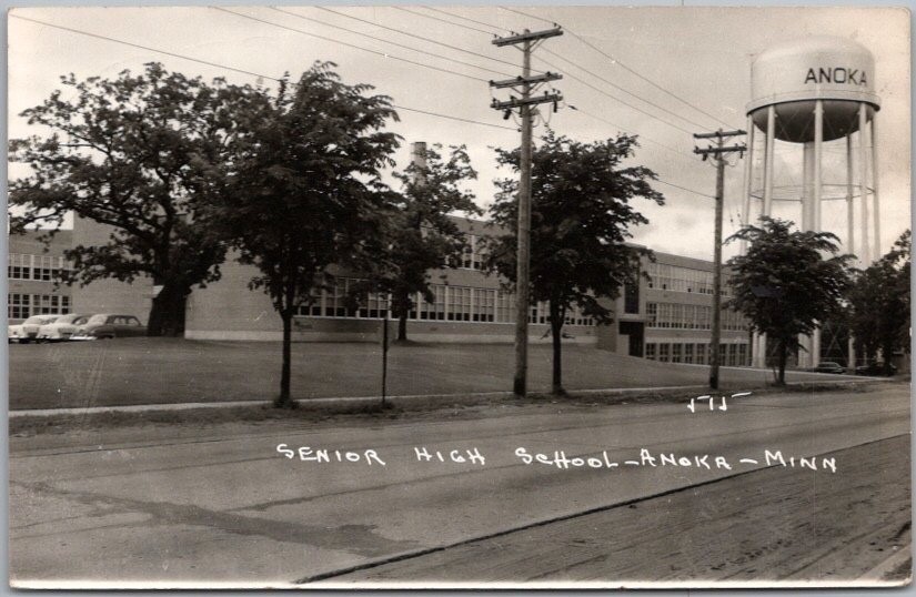 Vintage 1950s ANOKA, Minnesota Real Photo RPPC Postcard "SENIOR HIGH SCHOOL" Vintage 1950s ANOKA, Minnesota Real Photo RPPC Postcard "SENIOR HIGH SCHOOL"