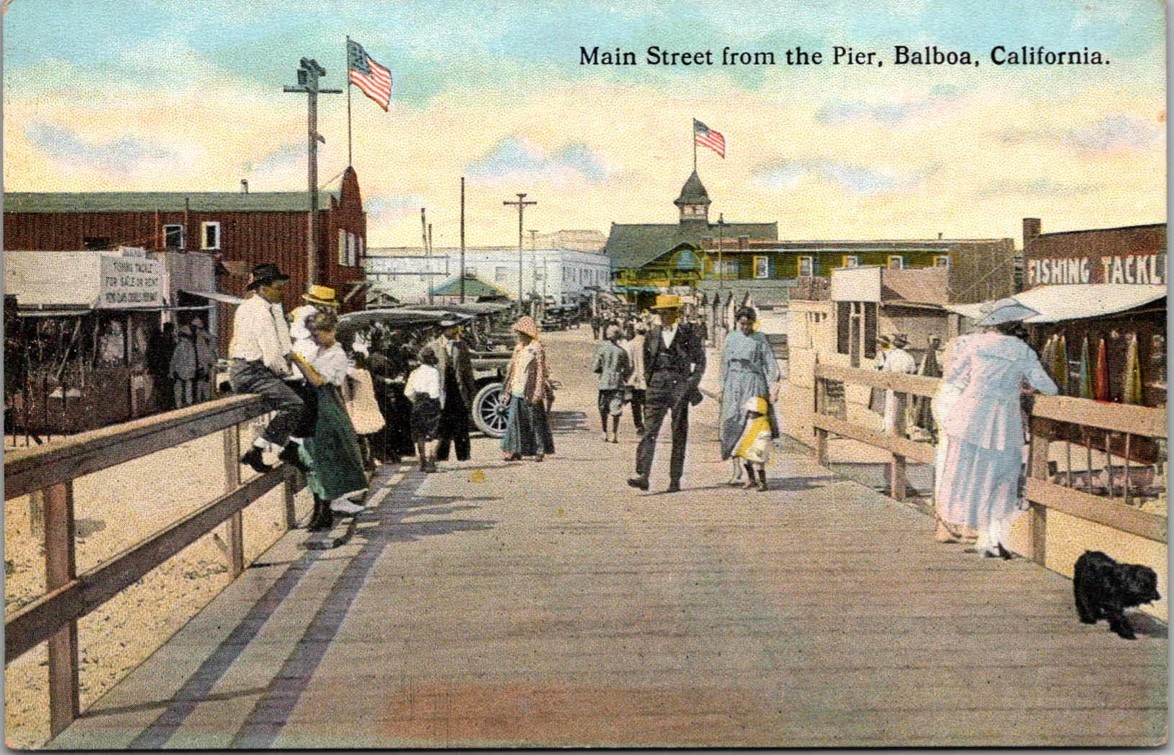 c1920 Main Street From The Pier Balboa California CA CT Photochrom Postcard c1920 Main Street From The Pier Balboa California CA CT Photochrom Postcard