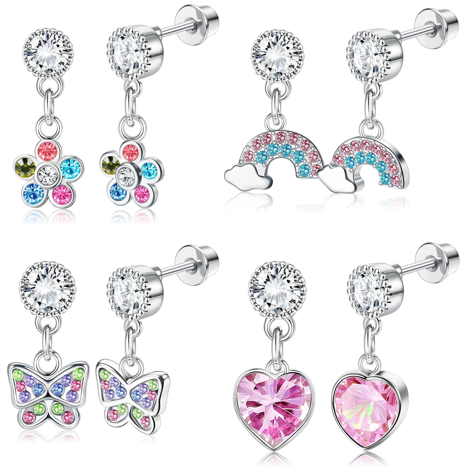 YADOCA 4 Pairs Screw Back Earrings For Girls Women Hypoallergenic 316L Stainl... YADOCA 4 Pairs Screw Back Earrings For Girls Women Hypoallergenic 316L Stainl...