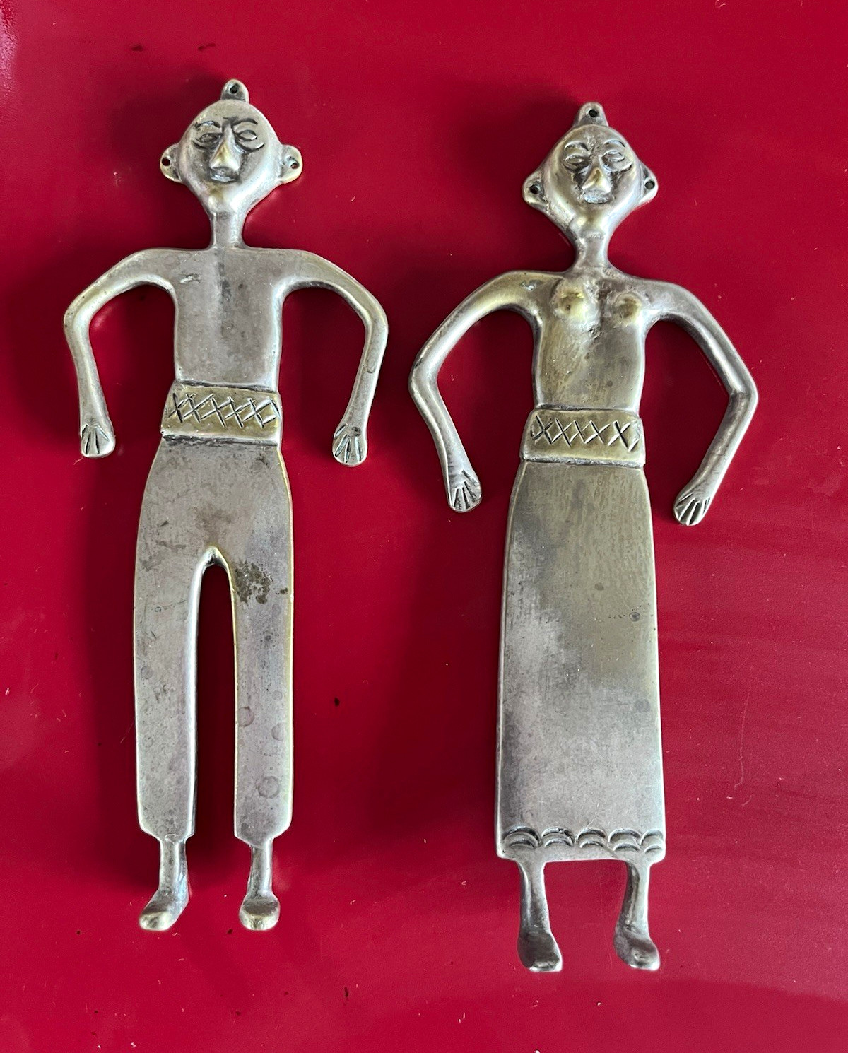 Vintage Mid-Century Modern Brutalist Figural Metal Sculptures - Pair Vintage Mid-Century Modern Brutalist Figural Metal Sculptures - Pair