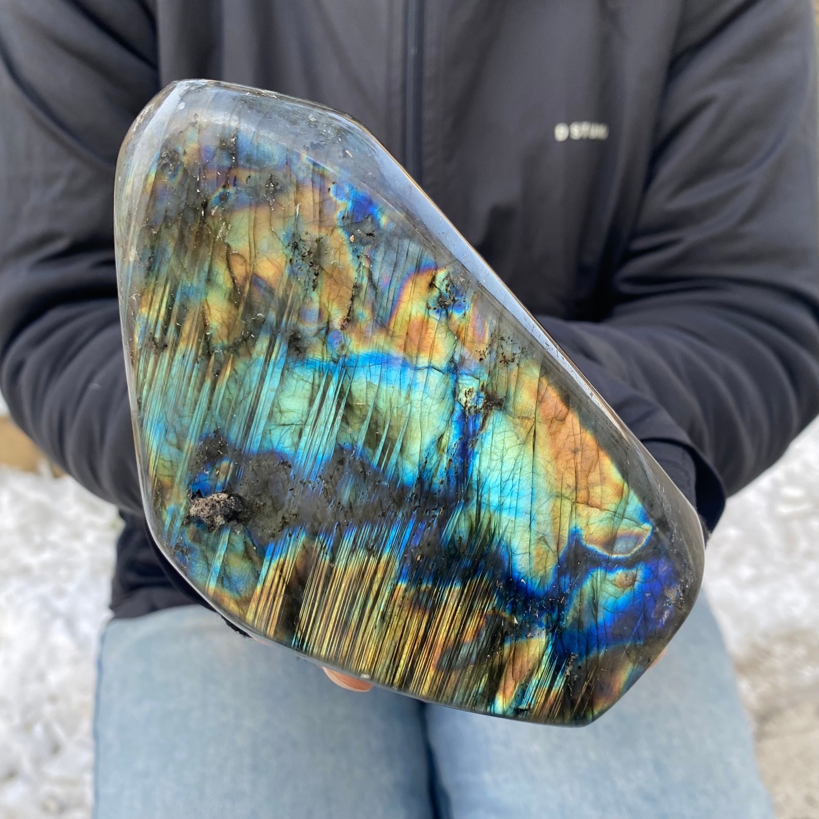 2.66LB Natural Labradorite Quartz Crystal Freeform Mineral Specimen Healing 2.66LB Natural Labradorite Quartz Crystal Freeform Mineral Specimen Healing