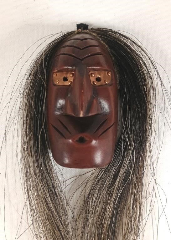 Rare J.Thomas Iroquois Carved "Whistler Mask" Antique First Nations carving