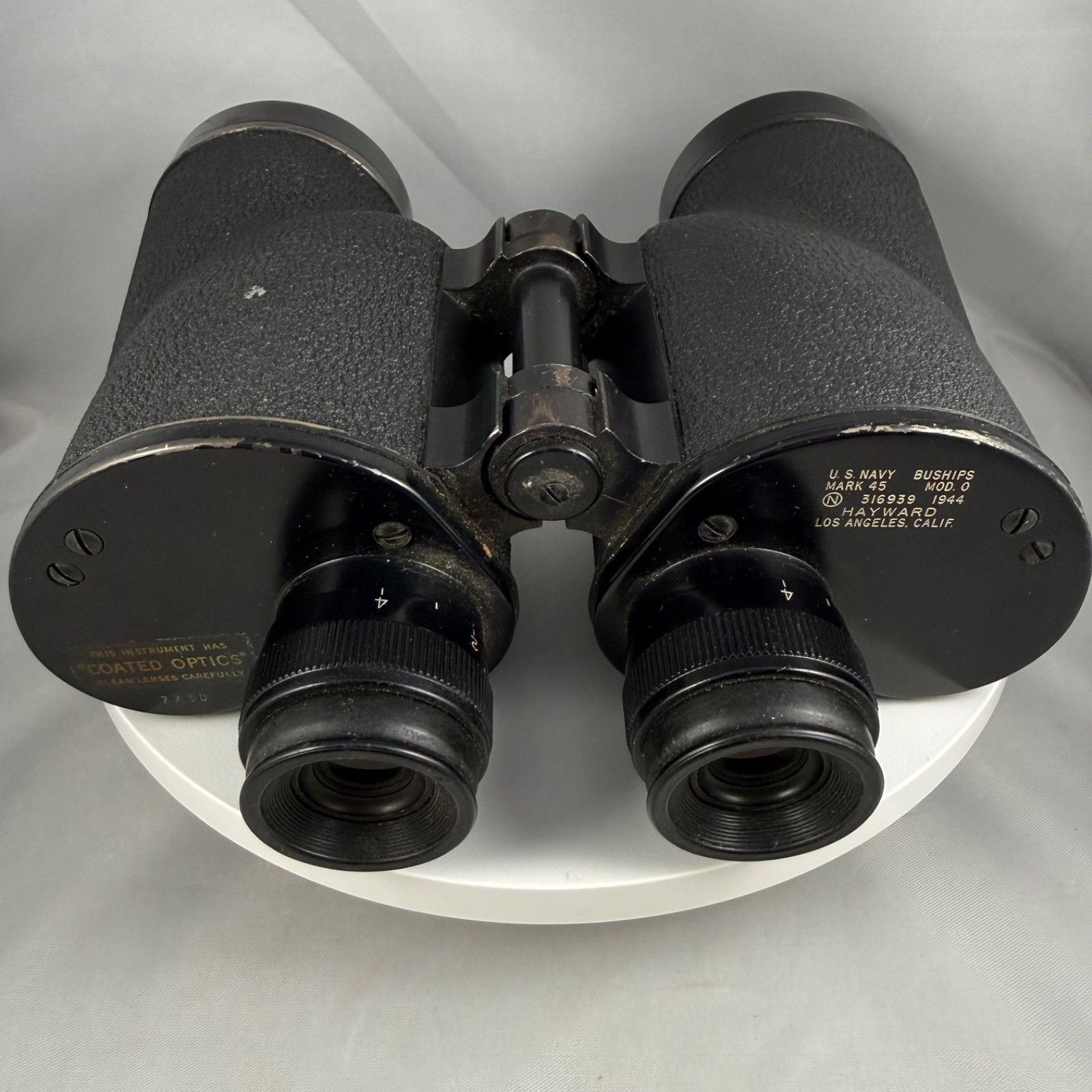 1944 WWII US Navy BuShips Hayward Mark 45 Mod 0 Binoculars 7x50 WW2 VTG Optics