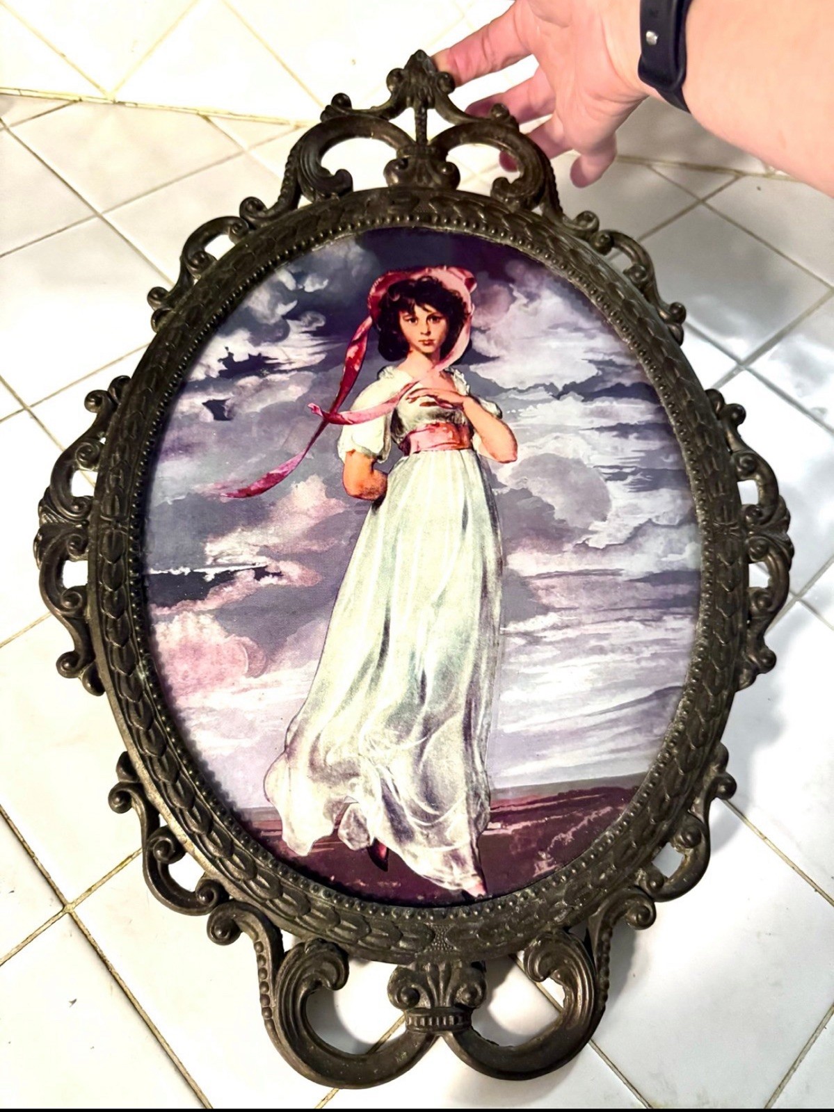 Vintage J.I.C. New York "Pinky" Print French Style Frame, Metal, Made in Italy. Vintage J.I.C. New York "Pinky" Print French Style Frame, Metal, Made in Italy.