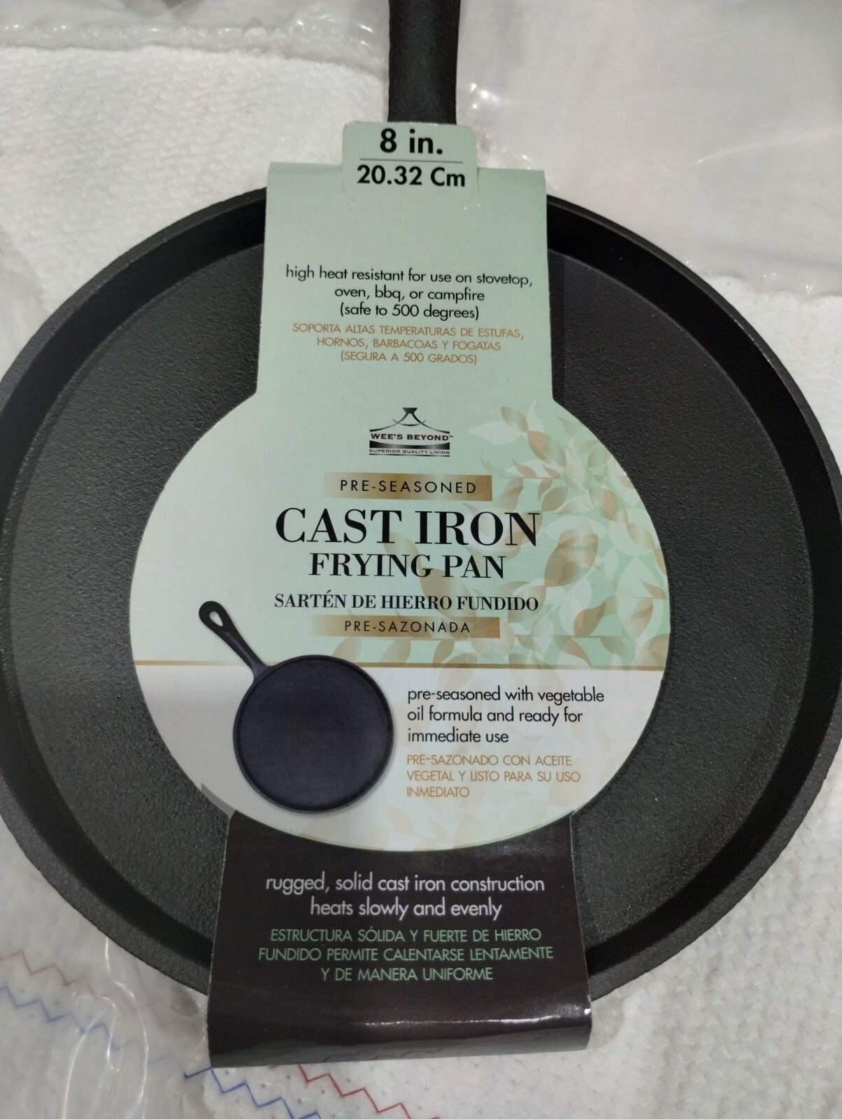 Pre seasoned Cast Iron Fajita Skillet 8" Griddle Camping Frying Pan Pot Bar B Q