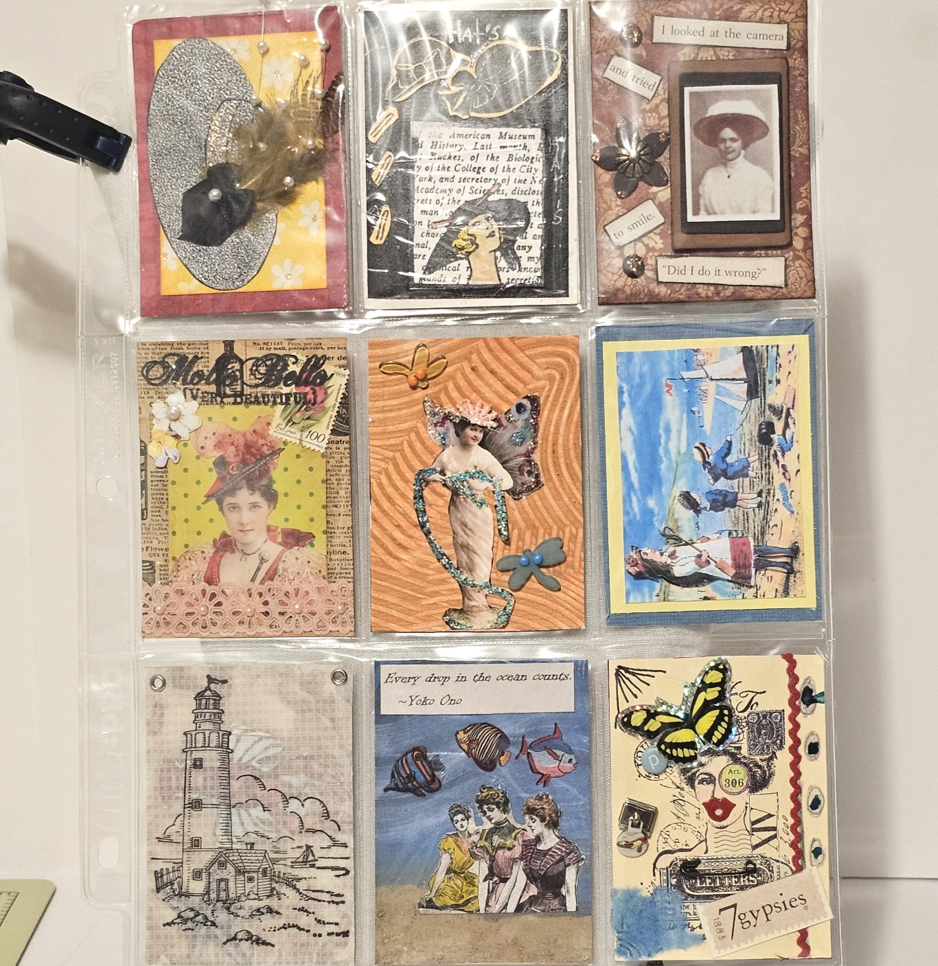 9 Artist Trading Cards Victorian Quirky Collage Mix Media Hats Beach Butterflies 9 Artist Trading Cards Victorian Quirky Collage Mix Media Hats Beach Butterflies
