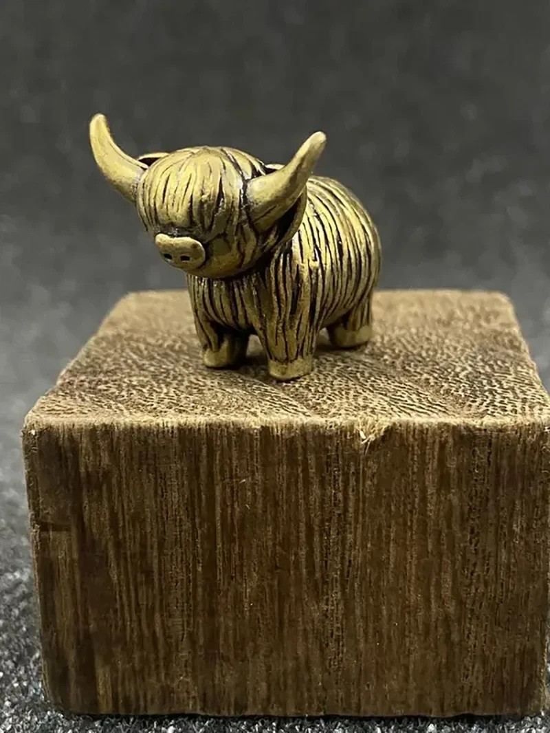 Mini Brass Highland Cow Figurine Vintage Copper Animal Statue Desk Decor Gift Mini Brass Highland Cow Figurine Vintage Copper Animal Statue Desk Decor Gift