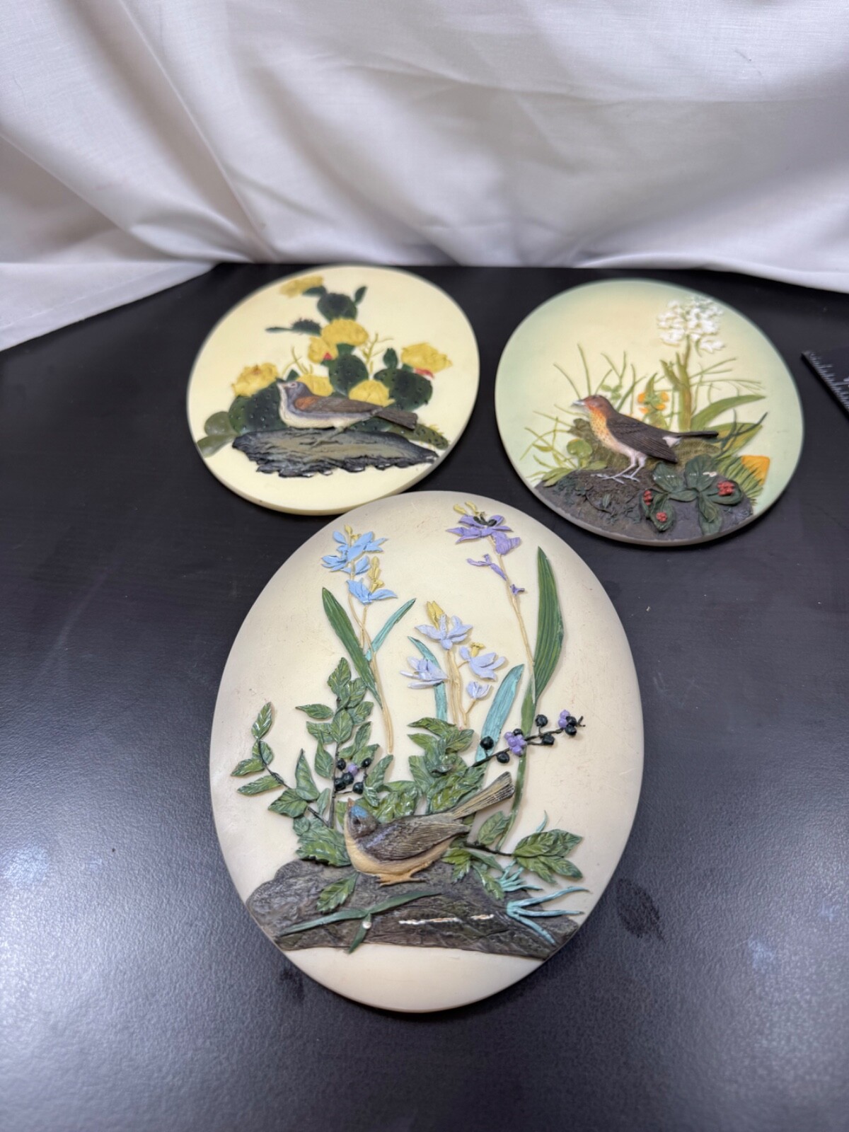 Vtg set 3 Audubon Bird Oval Plaques Joel Oppenheimer inspired Vtg set 3 Audubon Bird Oval Plaques Joel Oppenheimer inspired