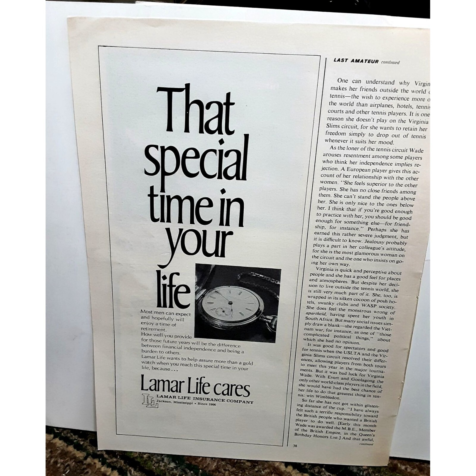 1973 Lamar Life Insurance Special Time In Your Life vintage print ad