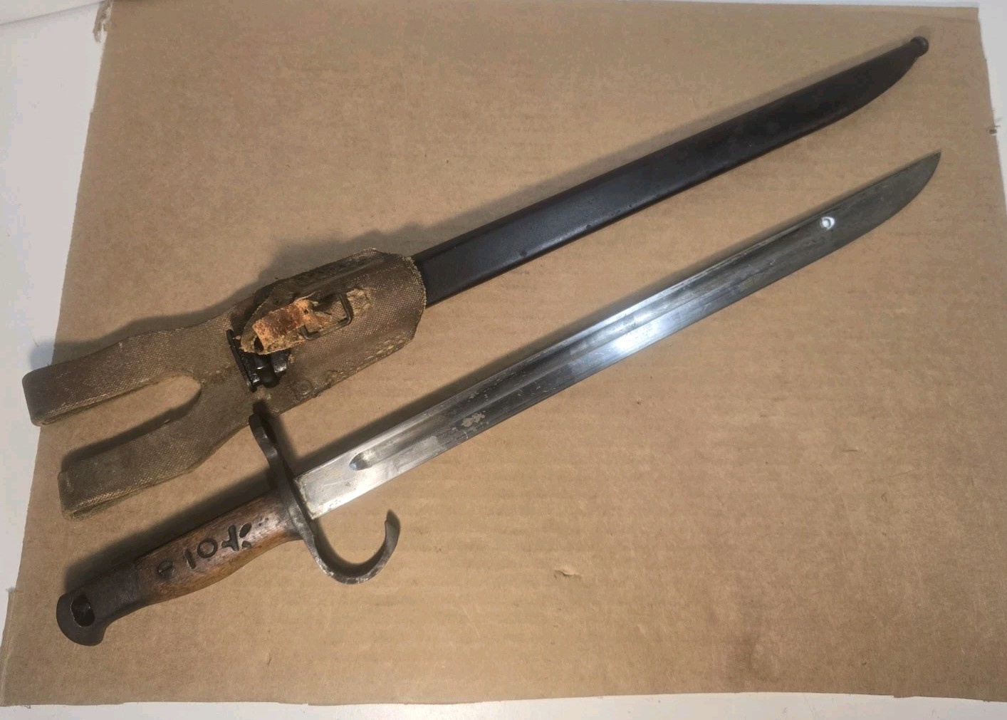 WW2 Japanese Type 30 Arisaka rifle Training Bayonet & Scabbard