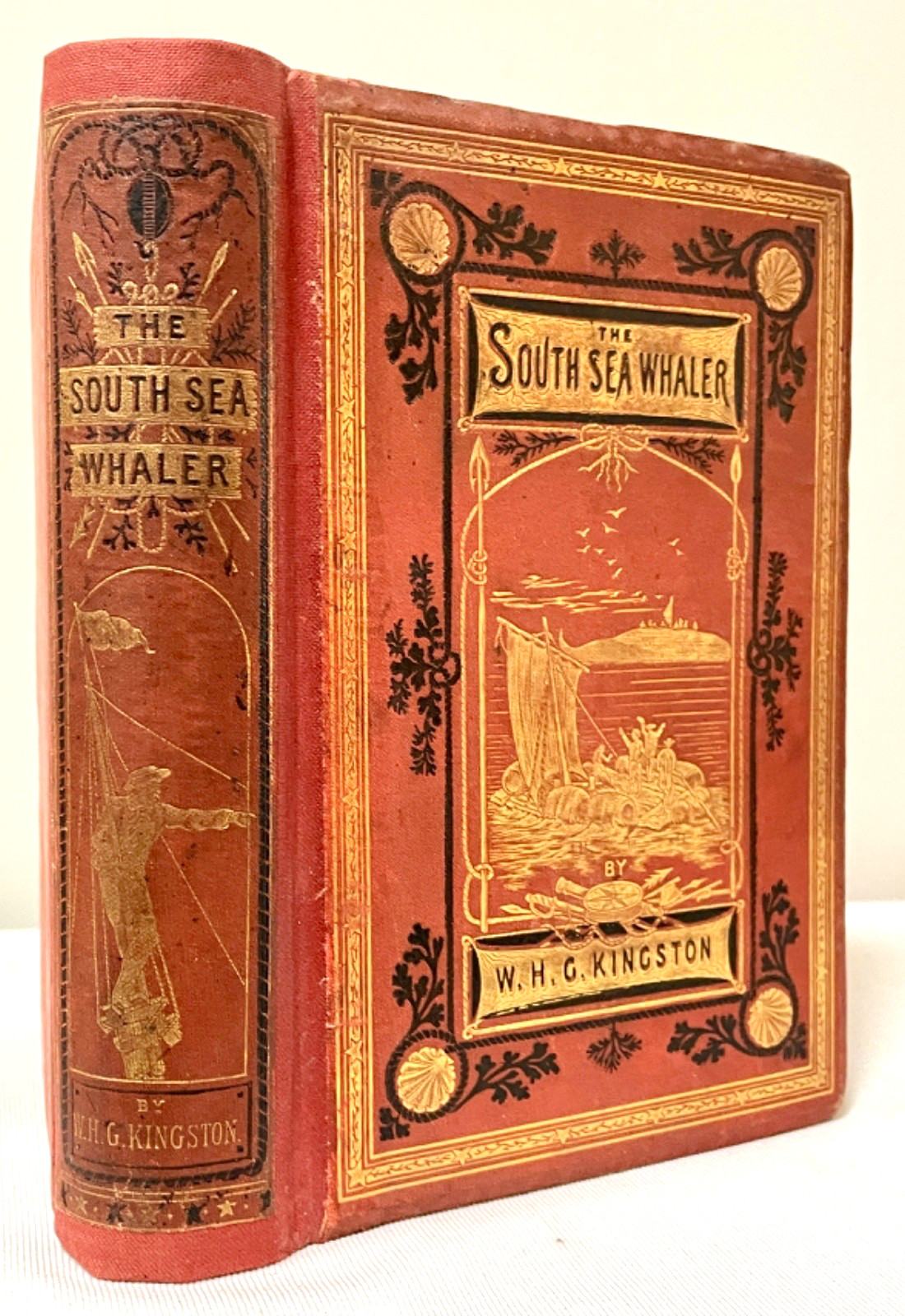 Antique Decorative Book 1875 First Ed Ornate Gilt Pictorial Binding Whaling Book