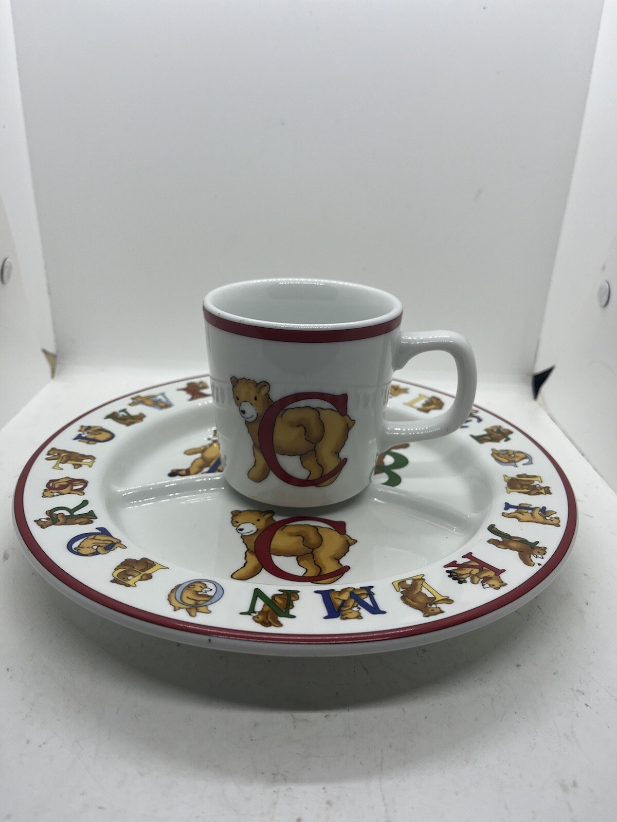 Tiffany & Co Authentic Child's Divided Plate & Cup Alphabet Bears Collection EUC Tiffany & Co Authentic Child's Divided Plate & Cup Alphabet Bears Collection EUC