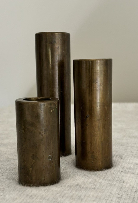 Vintage Brass Cylindrical Scandinavian Minimalist Candlestick Holders MCM 4.5" Vintage Brass Cylindrical Scandinavian Minimalist Candlestick Holders MCM 4.5"