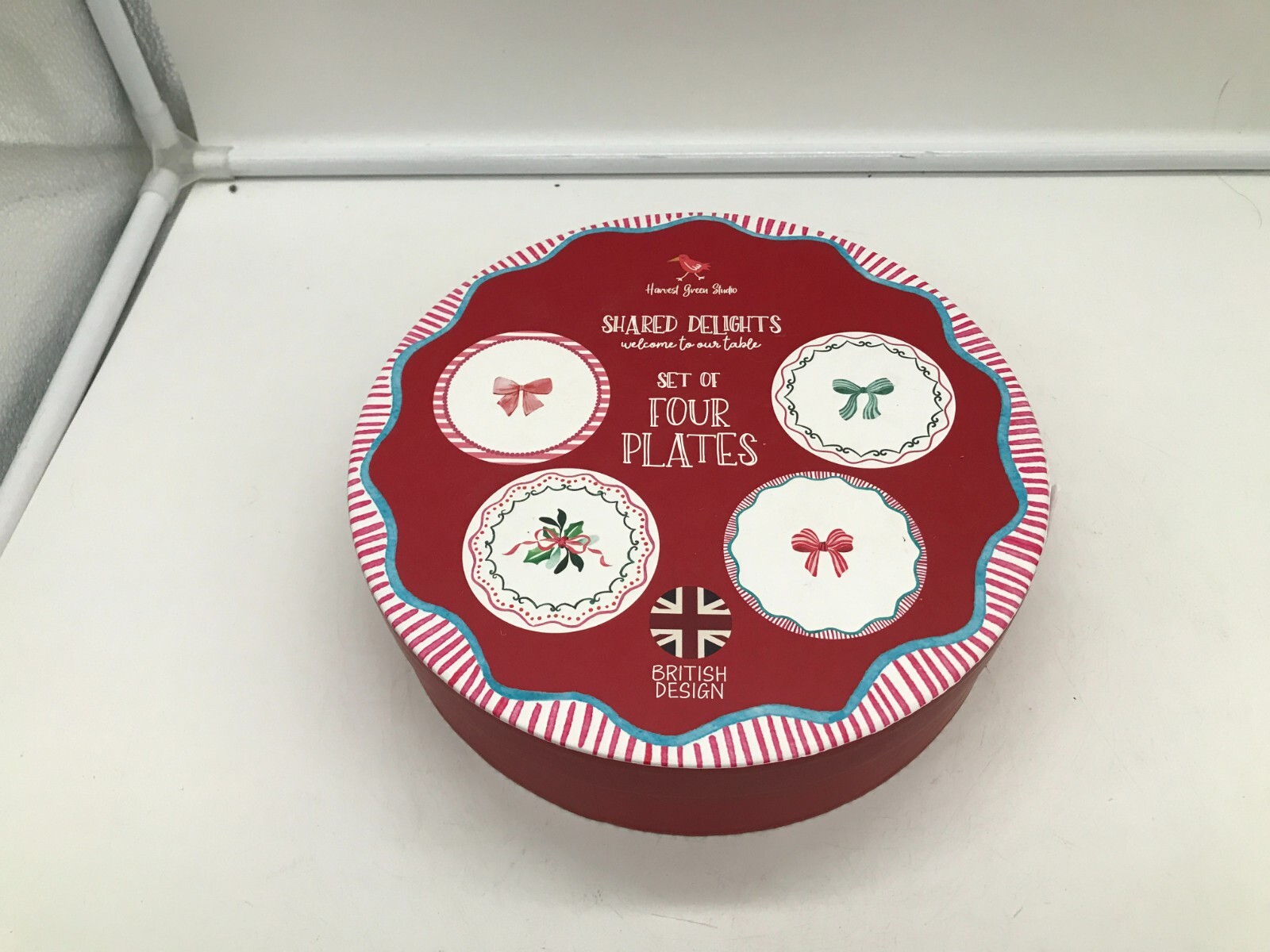 Harvest Green Studio Porcelain 8in Boxed Ribbon Plate Set of 4 BB02B15031