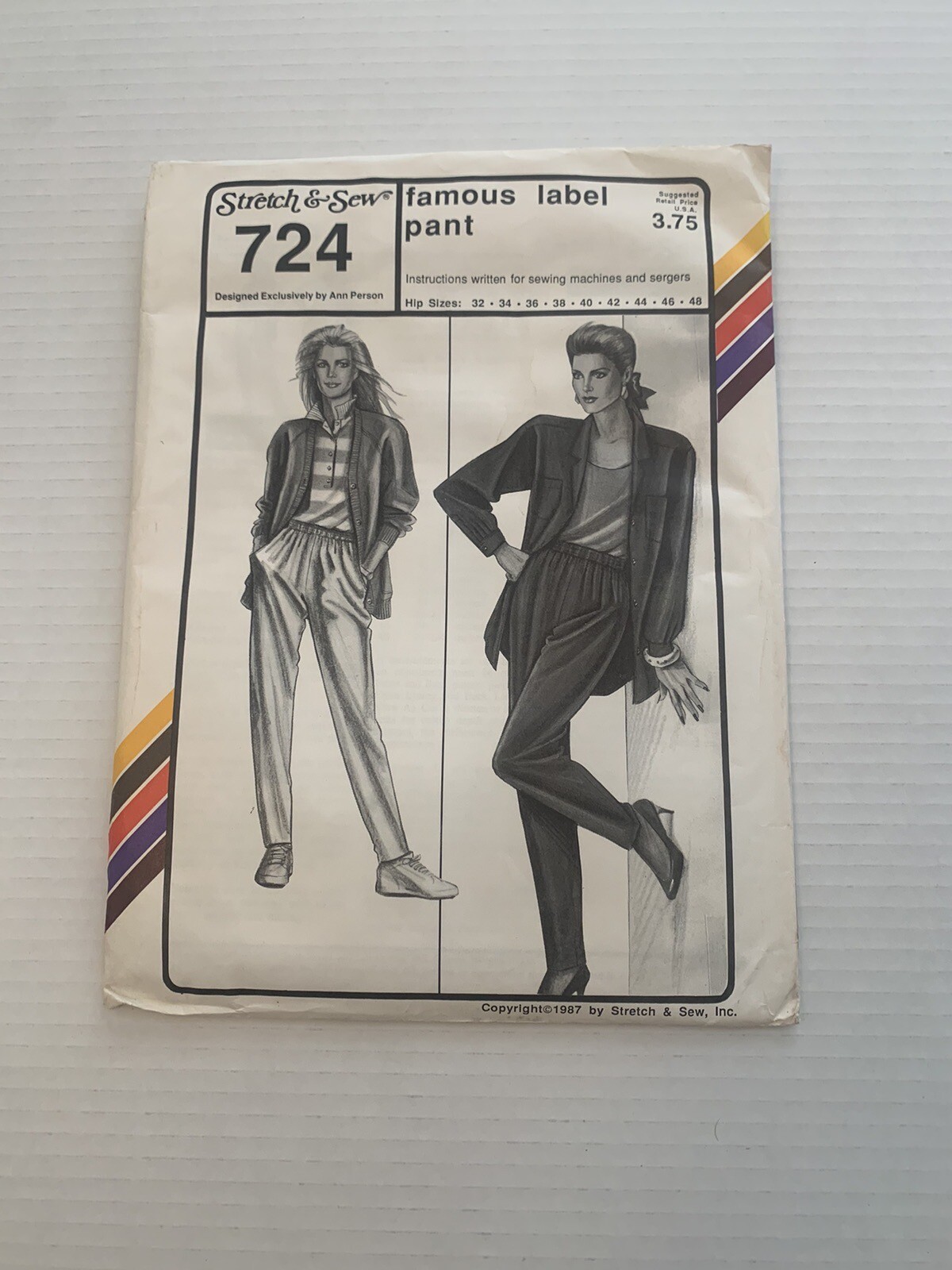 Vintage 1987 Stretch & Sew Sewing Pattern 724 Famous Label Pant Hip Size 32-48 Vintage 1987 Stretch & Sew Sewing Pattern 724 Famous Label Pant Hip Size 32-48
