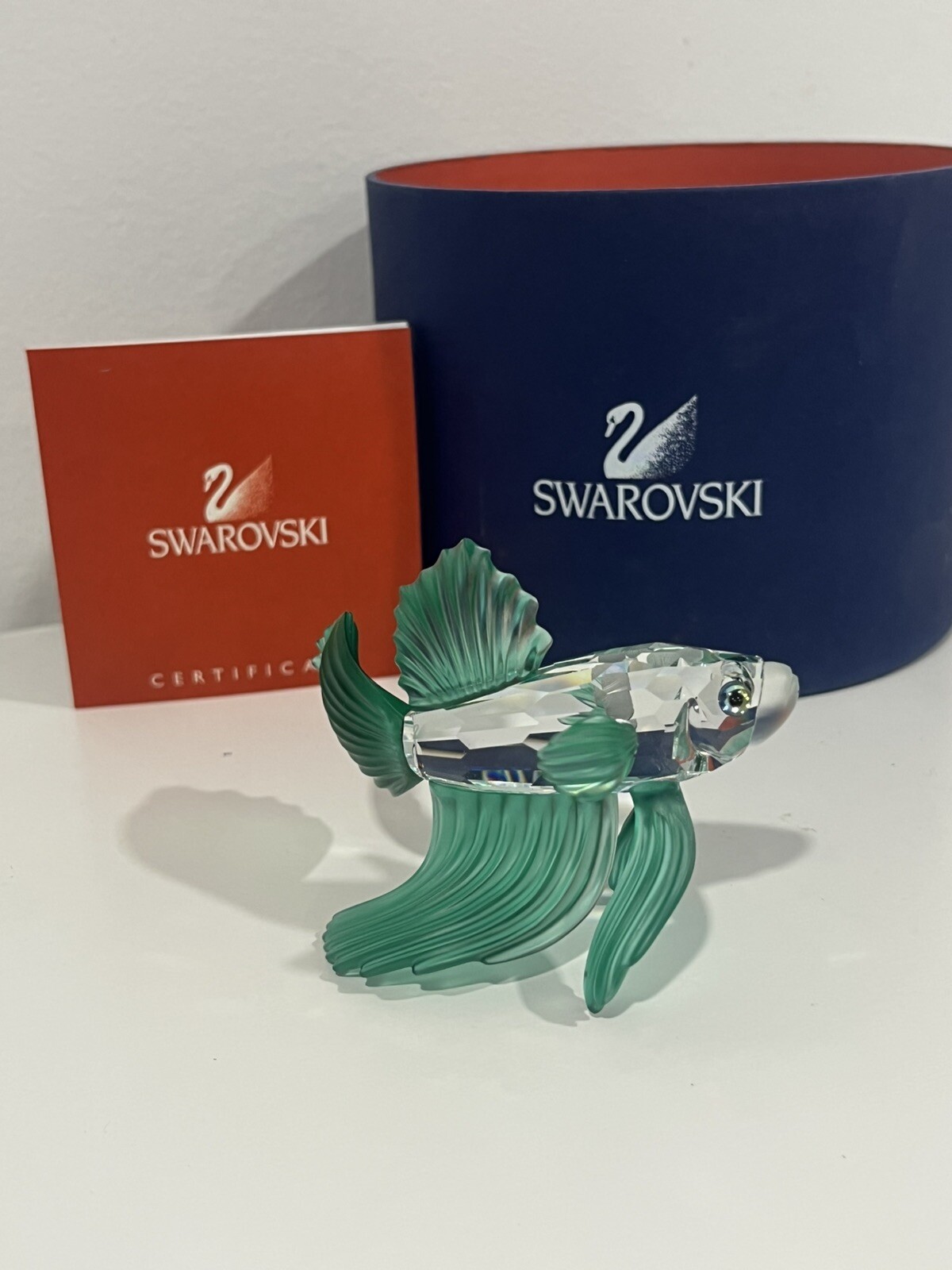 Swarovski Crystal Siamese Fighting Fish Green BNIB With Certificate Swarovski Crystal Siamese Fighting Fish Green BNIB With Certificate