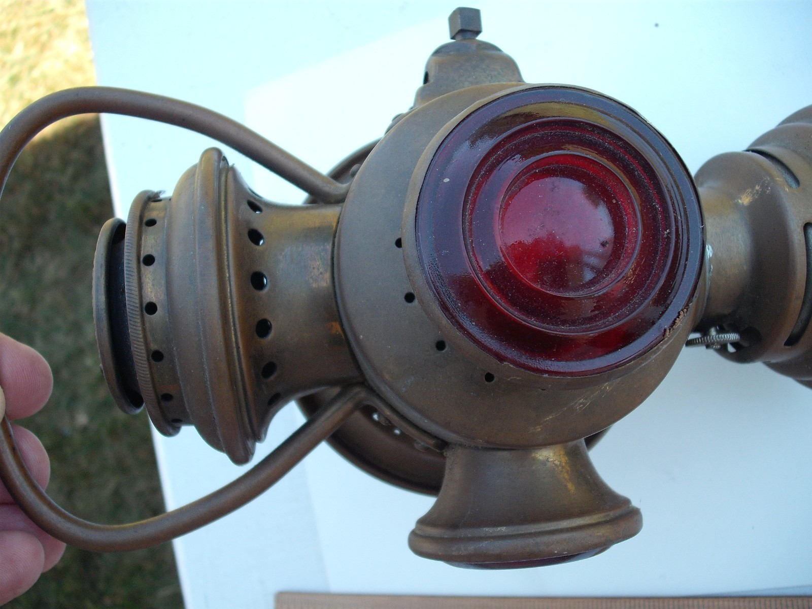Rare Early 1900's Brass Jeweled Automobile Lamp Neverout Rose Mfg.  Philadelphia