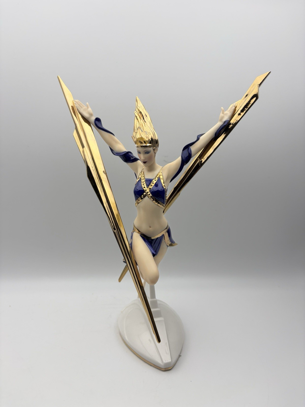 1990 Franklin Mint Lightning in Gold Porcelain Figurine Art Deco Lady 1990 Franklin Mint Lightning in Gold Porcelain Figurine Art Deco Lady