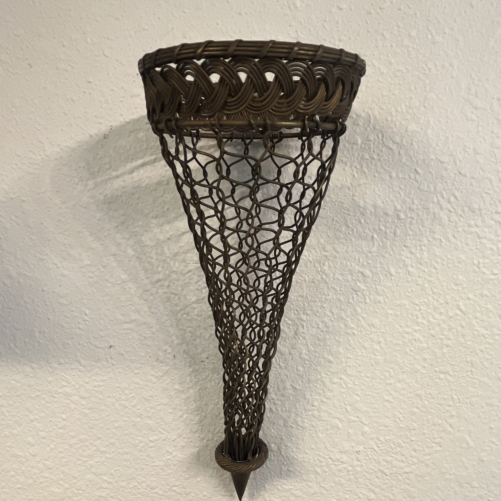 Vintage Chainmail French Brass Wire Garden Basket Vintage Chainmail French Brass Wire Garden Basket