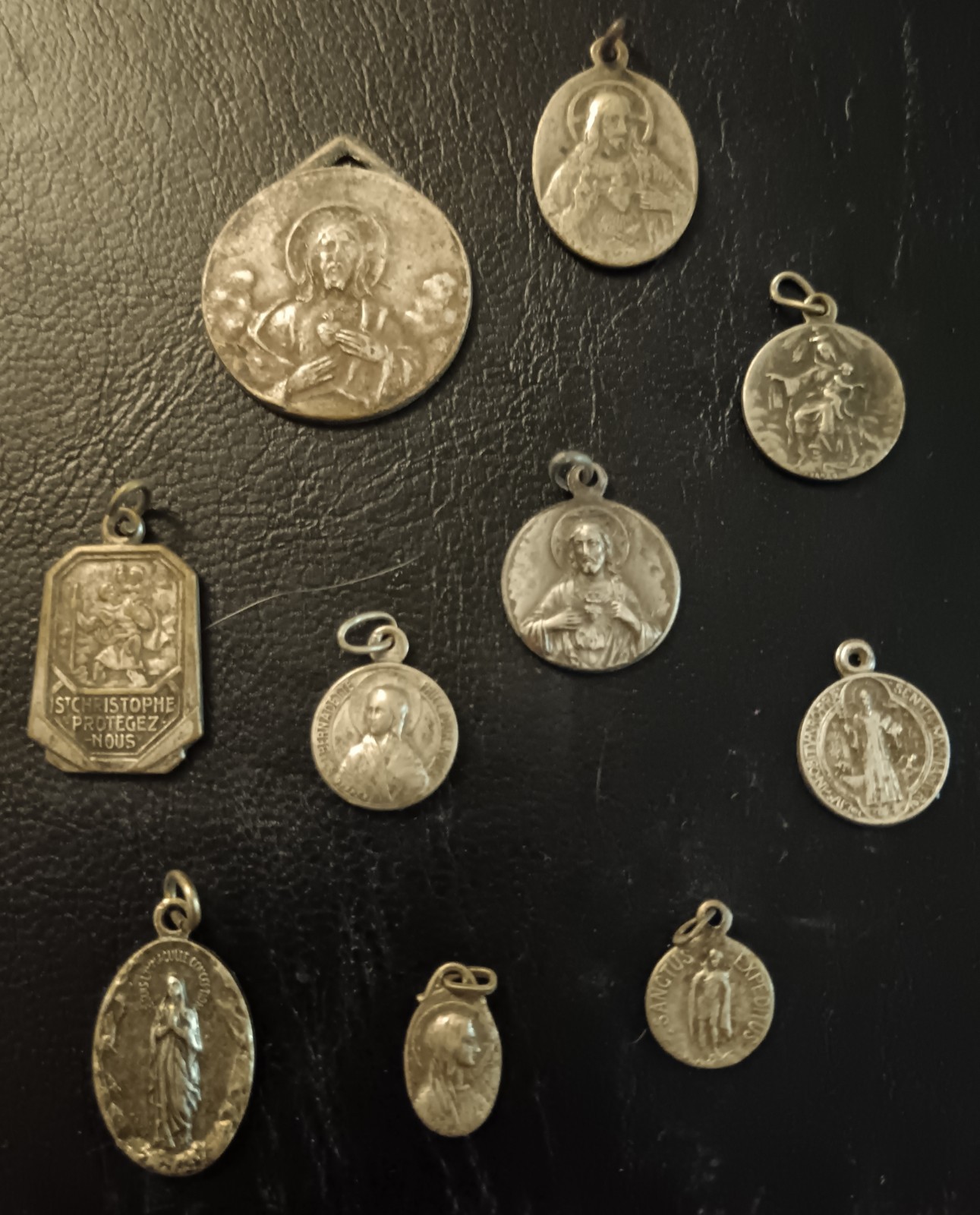 Antique French religious medals/pendants Lot of 10. Antique French religious medals/pendants Lot of 10.