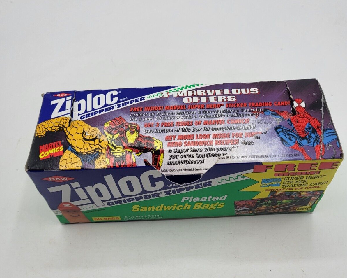 Vintage Ziploc Sandwich Bags EMPTY Box Marvel Super Heroes Promo 1990s Spiderman Vintage Ziploc Sandwich Bags EMPTY Box Marvel Super Heroes Promo 1990s Spiderman