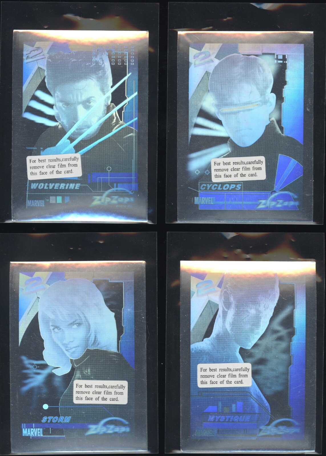 2003 Marvel 4 Card Promo Hologram Set XMen Wolverine Storm Mystique Cyclops 3D