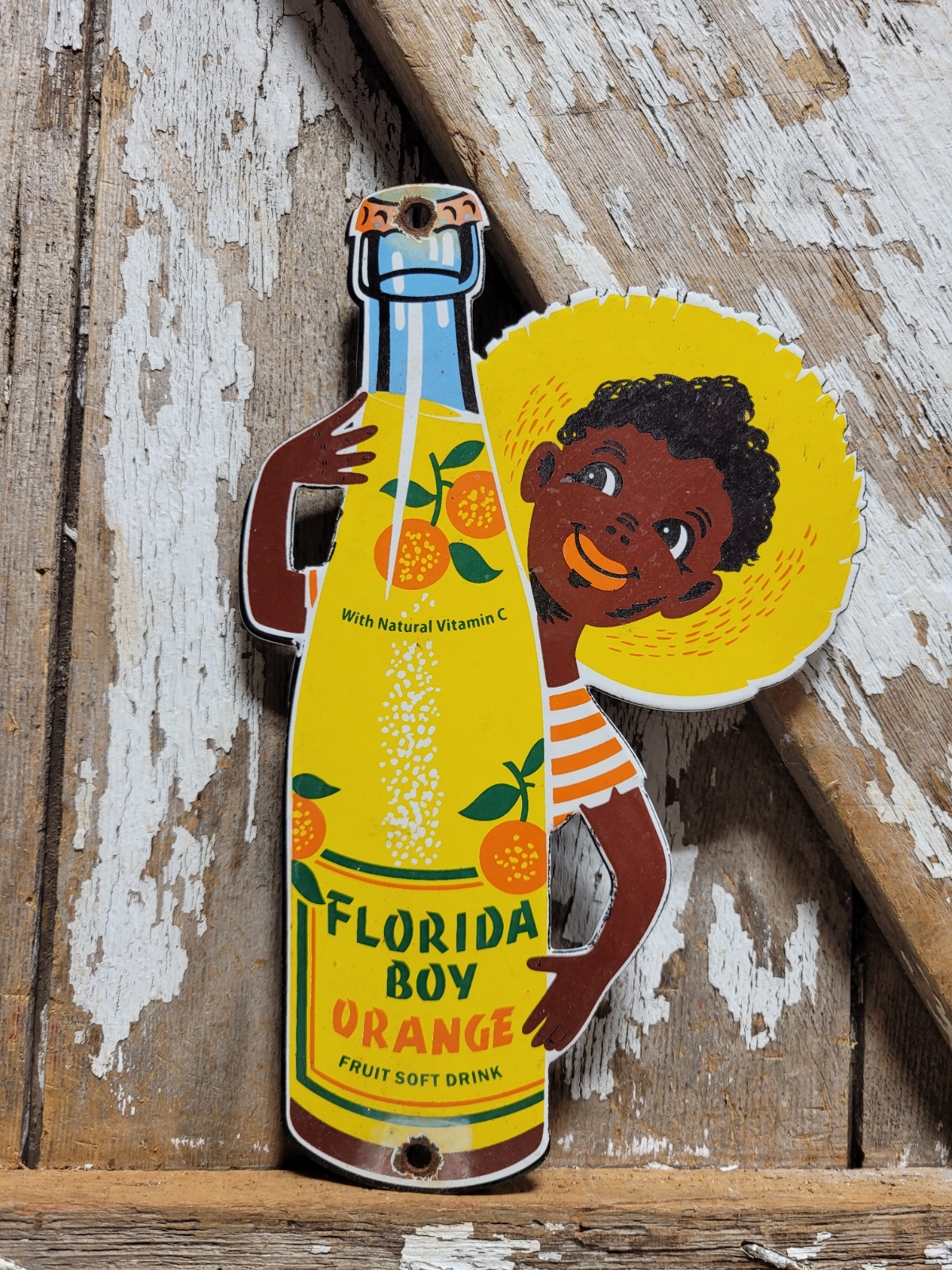 VINTAGE FLORIDA BOY PORCELAIN SIGN RARE OLD ORANGE SODA POP BEVERAGE SOFT DRINK VINTAGE FLORIDA BOY PORCELAIN SIGN RARE OLD ORANGE SODA POP BEVERAGE SOFT DRINK