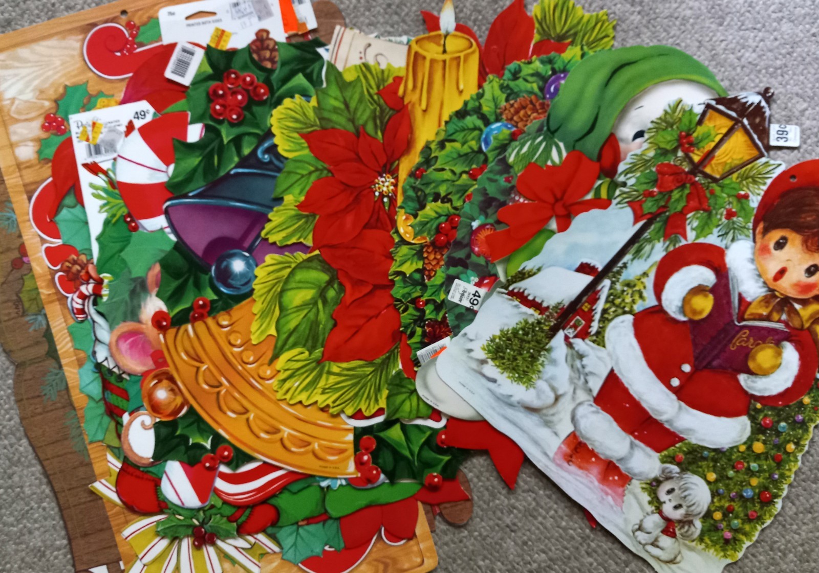Vintage 70s-80s Christmas DIE-CUT Window-Wall Decor Lot of 18-UNUSED #1 Vintage 70s-80s Christmas DIE-CUT Window-Wall Decor Lot of 18-UNUSED #1