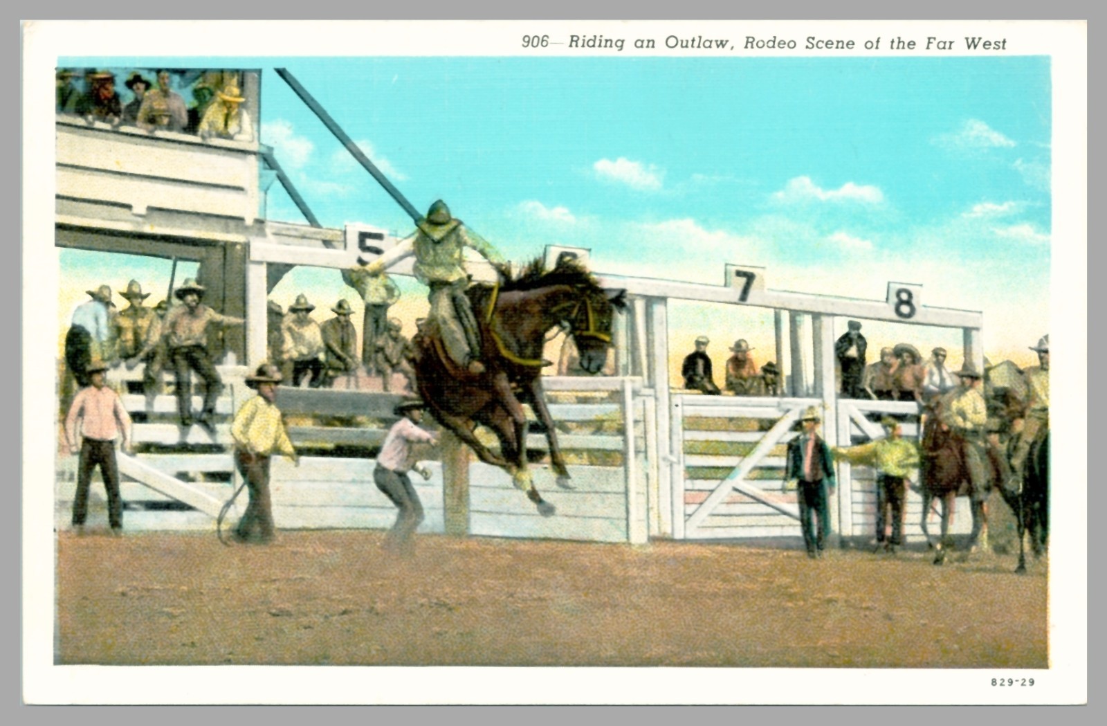 Riding An Outlaw Rodeo Scene Of The Far West Linen c1930 Postcard Riding An Outlaw Rodeo Scene Of The Far West Linen c1930 Postcard
